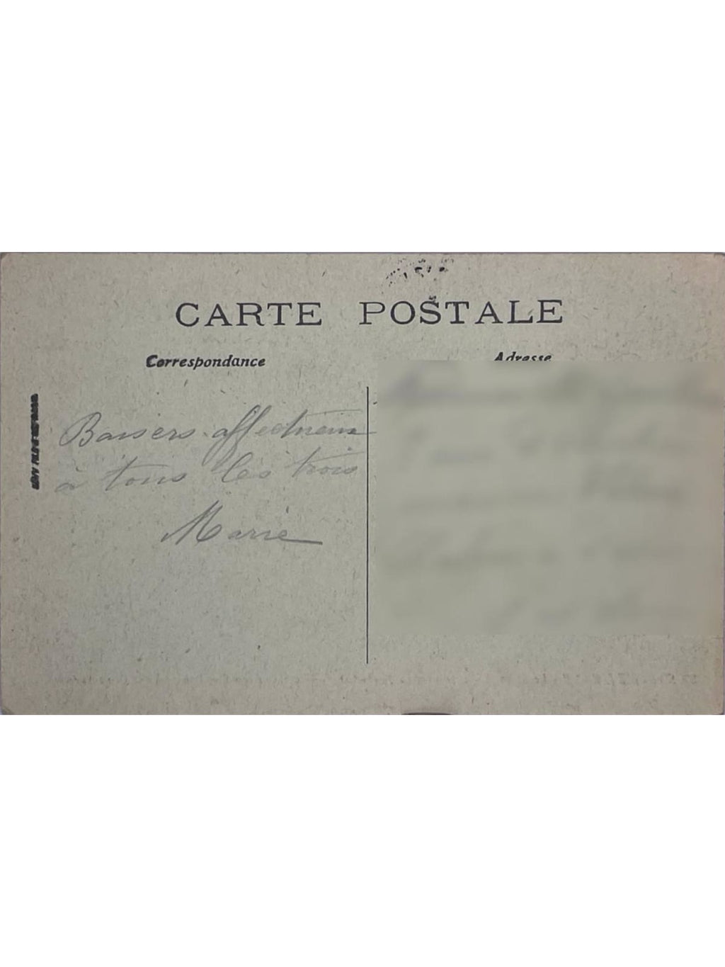 Verso de la carte postale