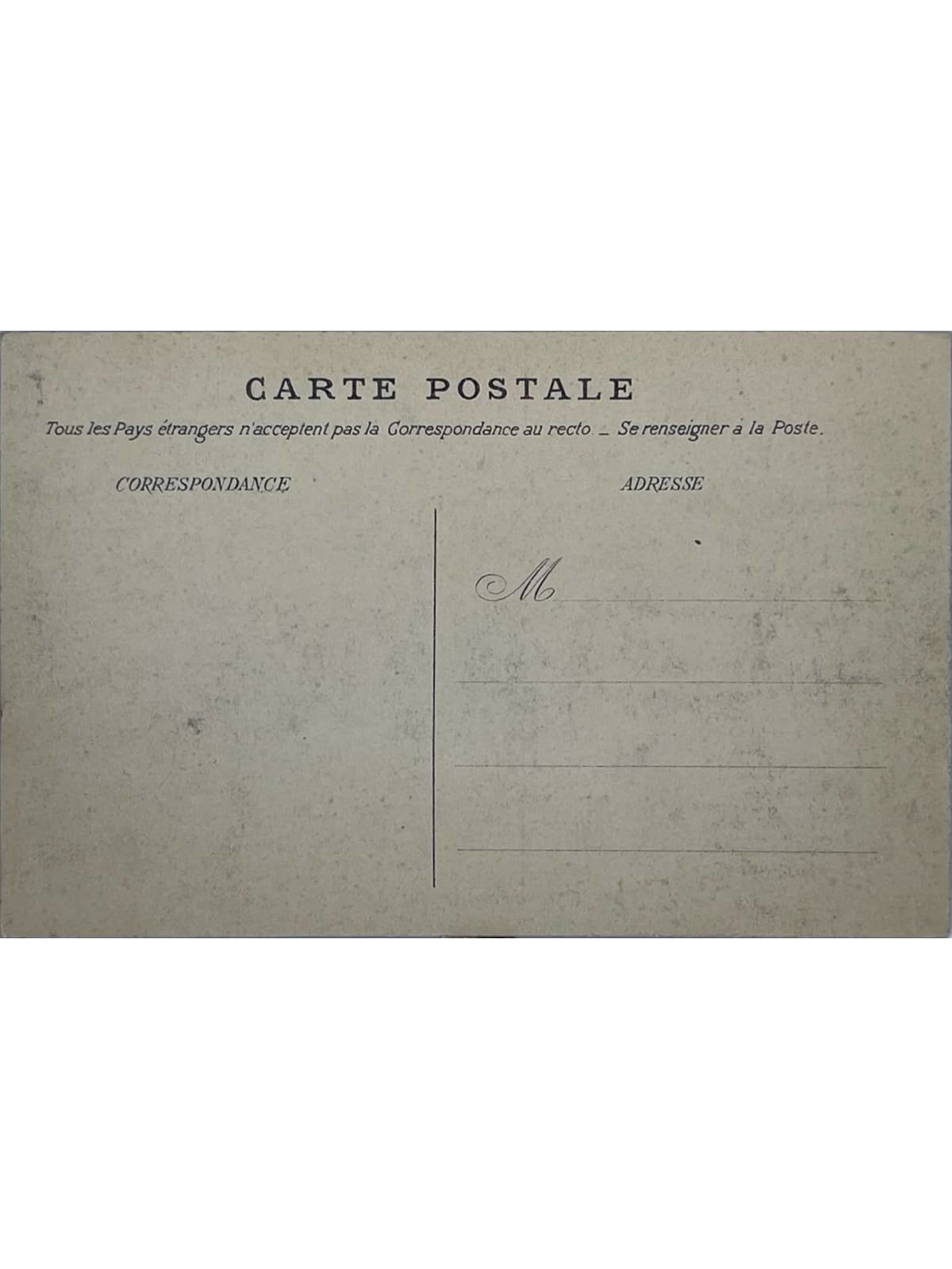 Verso de la carte postale