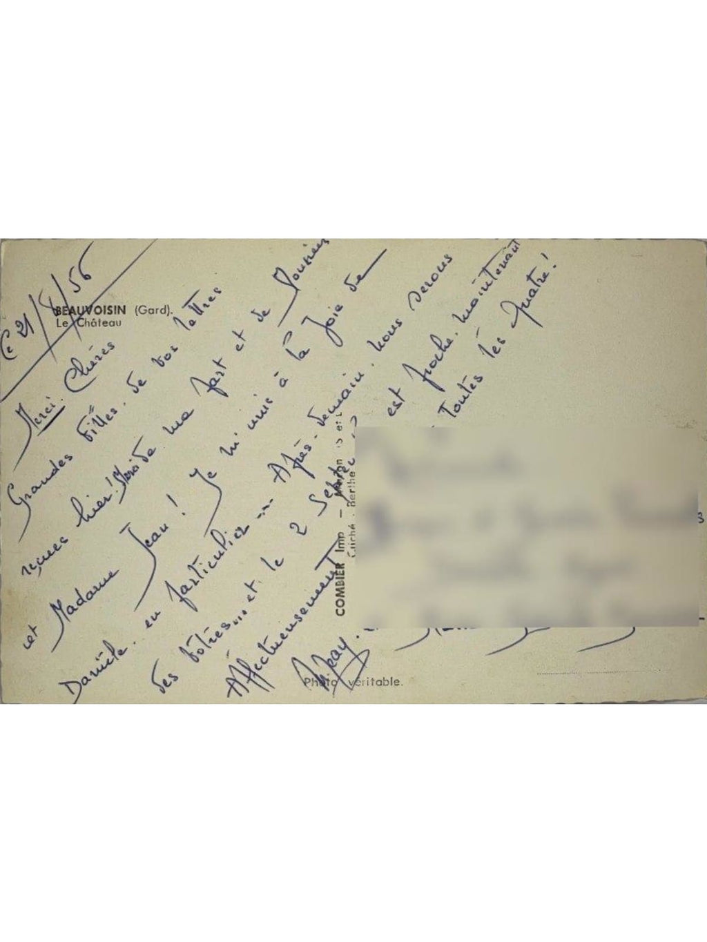 Verso de la carte postale