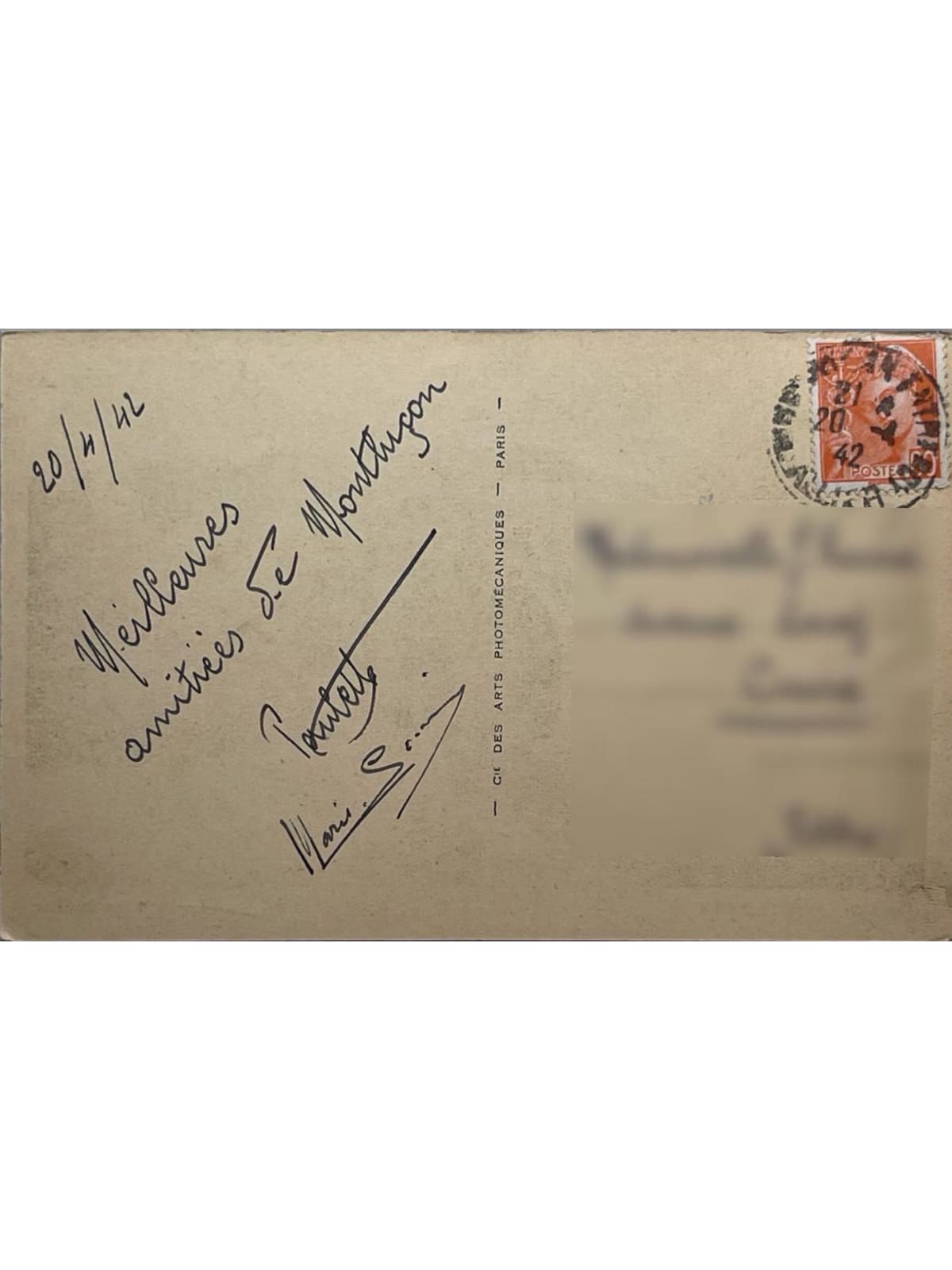 Verso de la carte postale