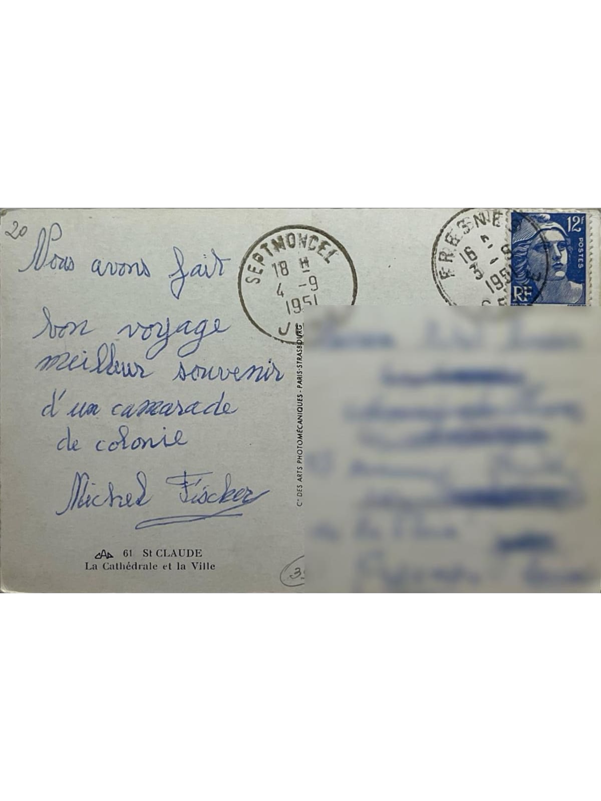 Verso de la carte postale