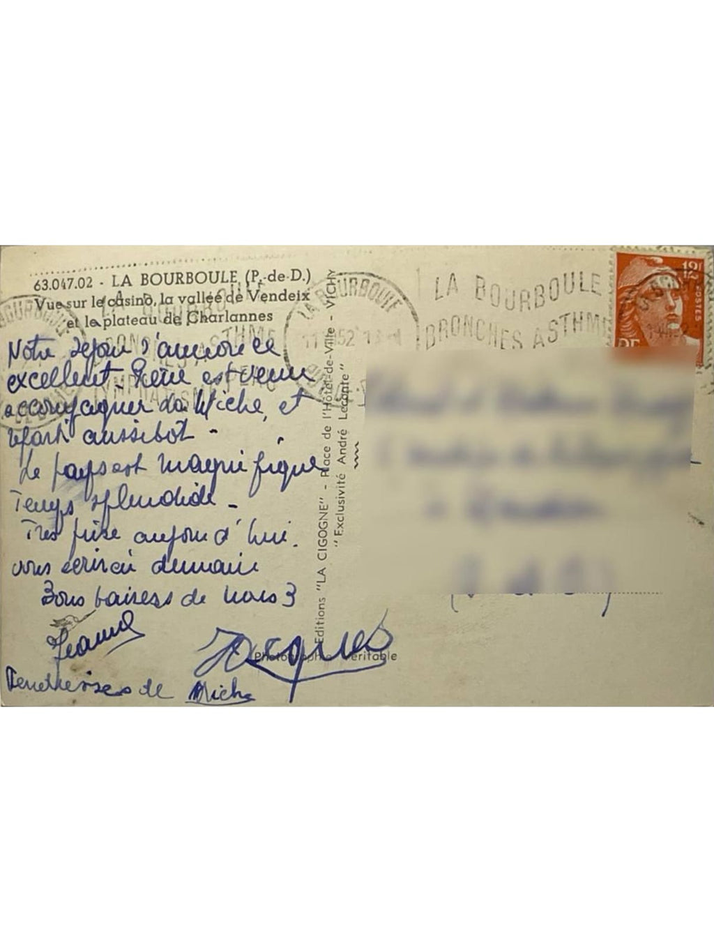 Verso de la carte postale