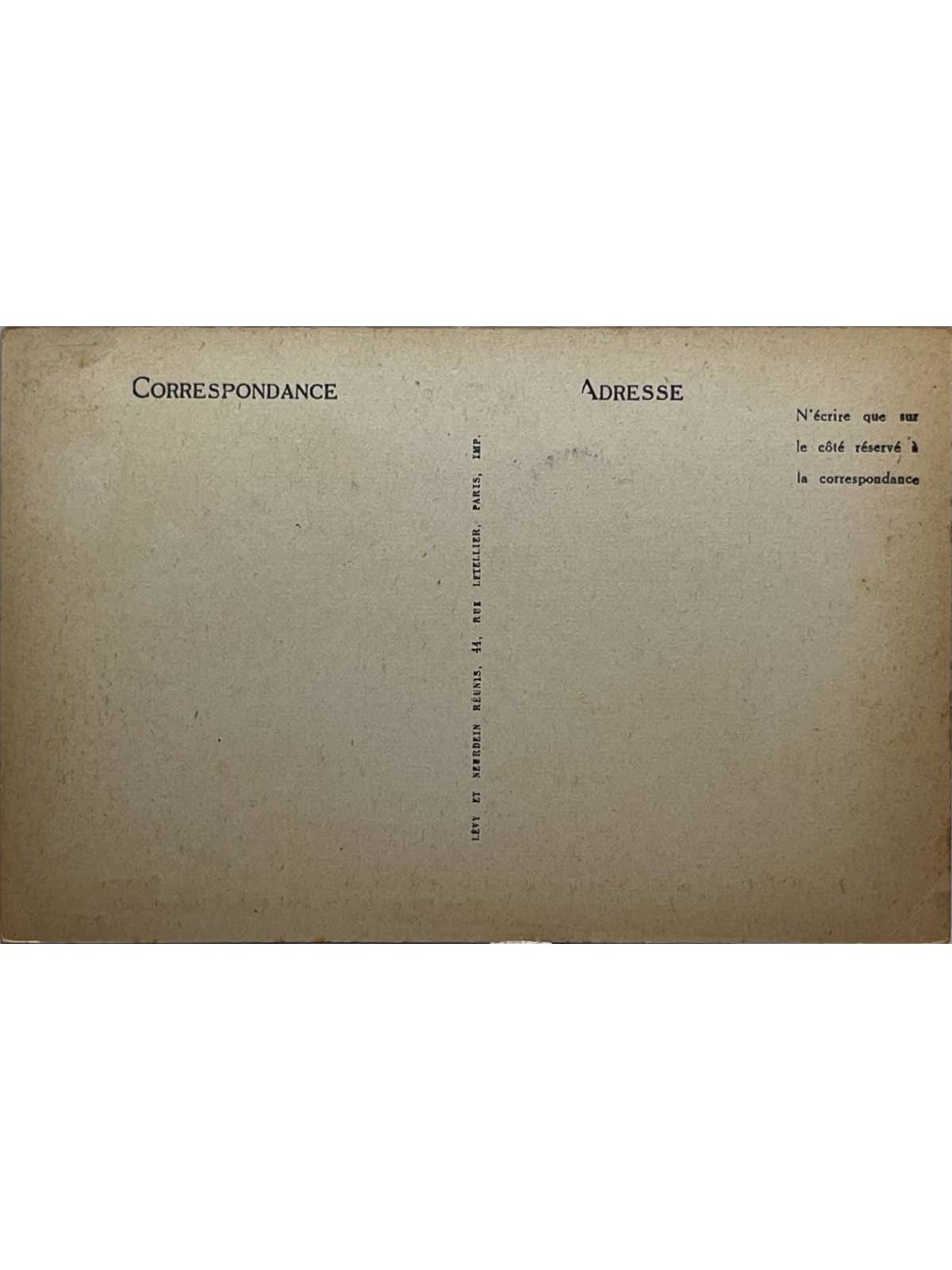 Verso de la carte postale