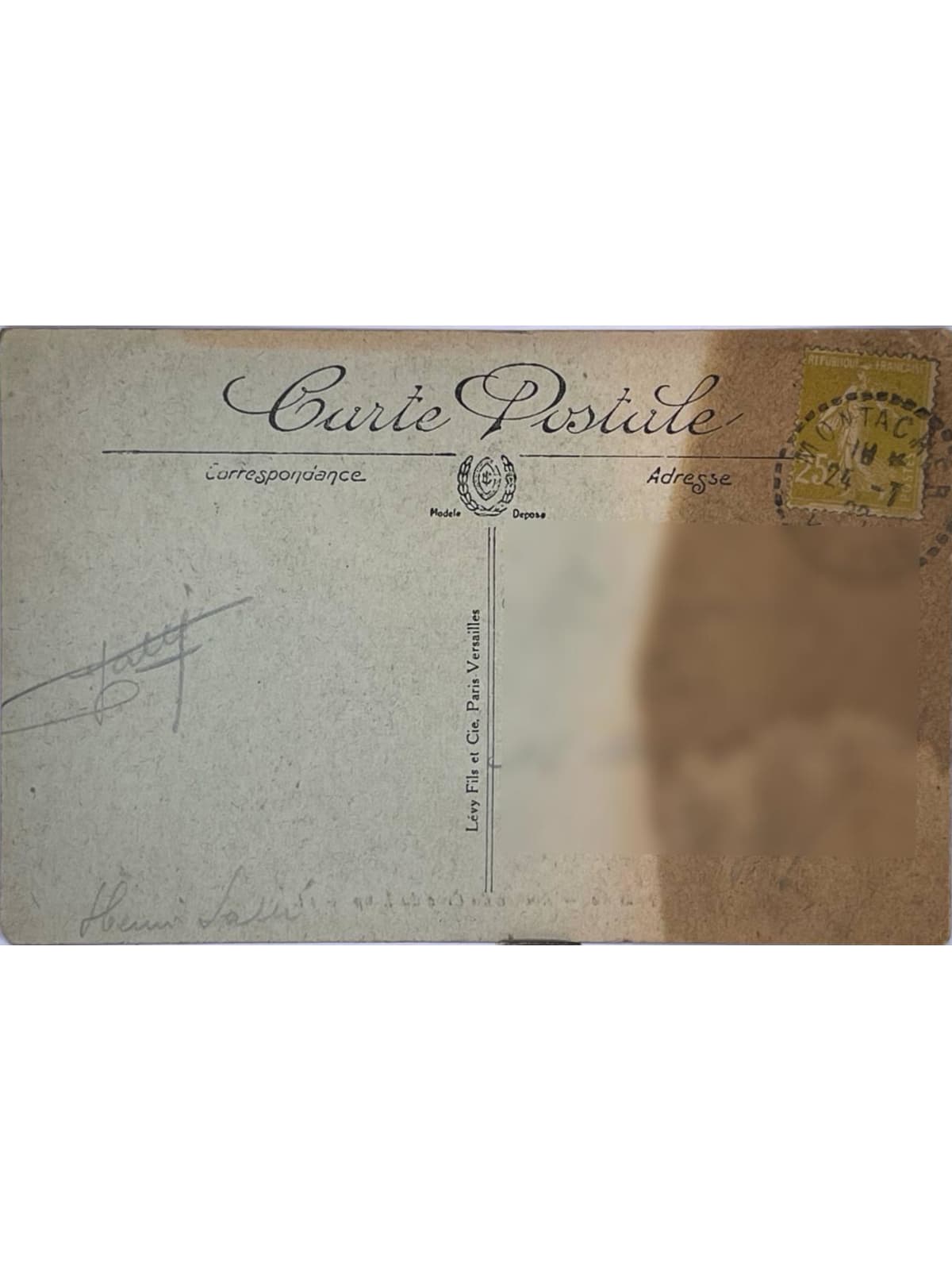 Verso de la carte postale
