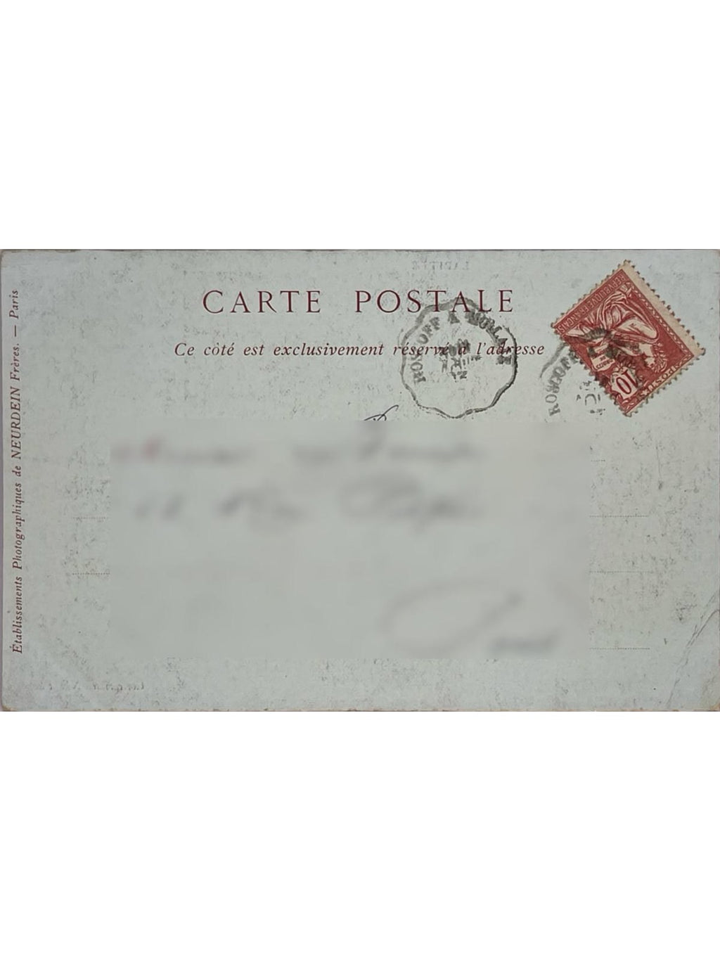 Verso de la carte postale