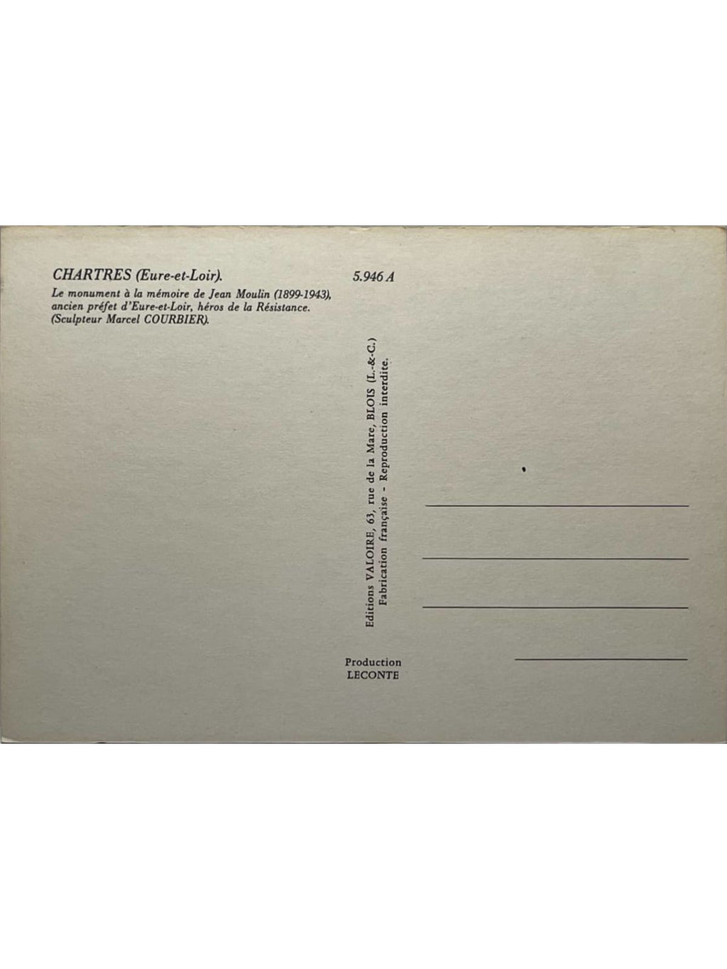 Verso de la carte postale