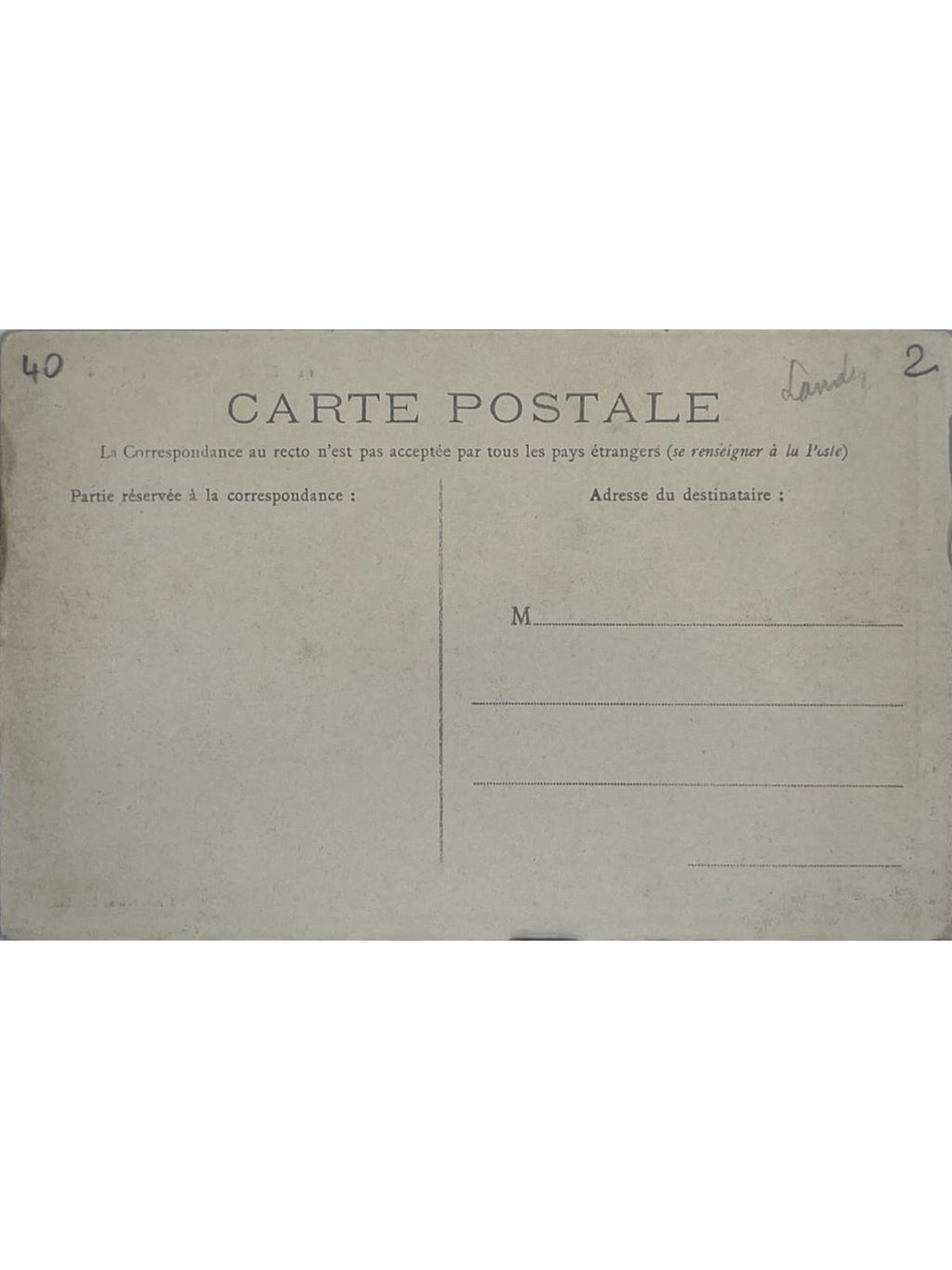 Verso de la carte postale