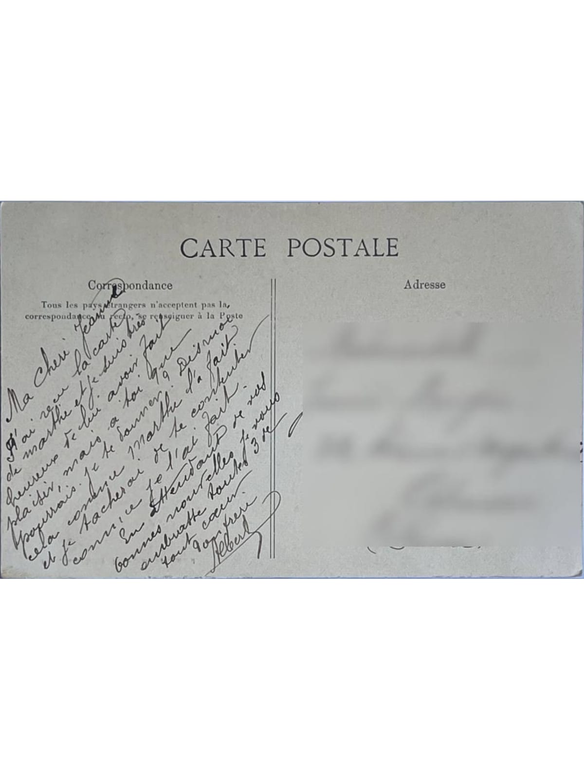Verso de la carte postale