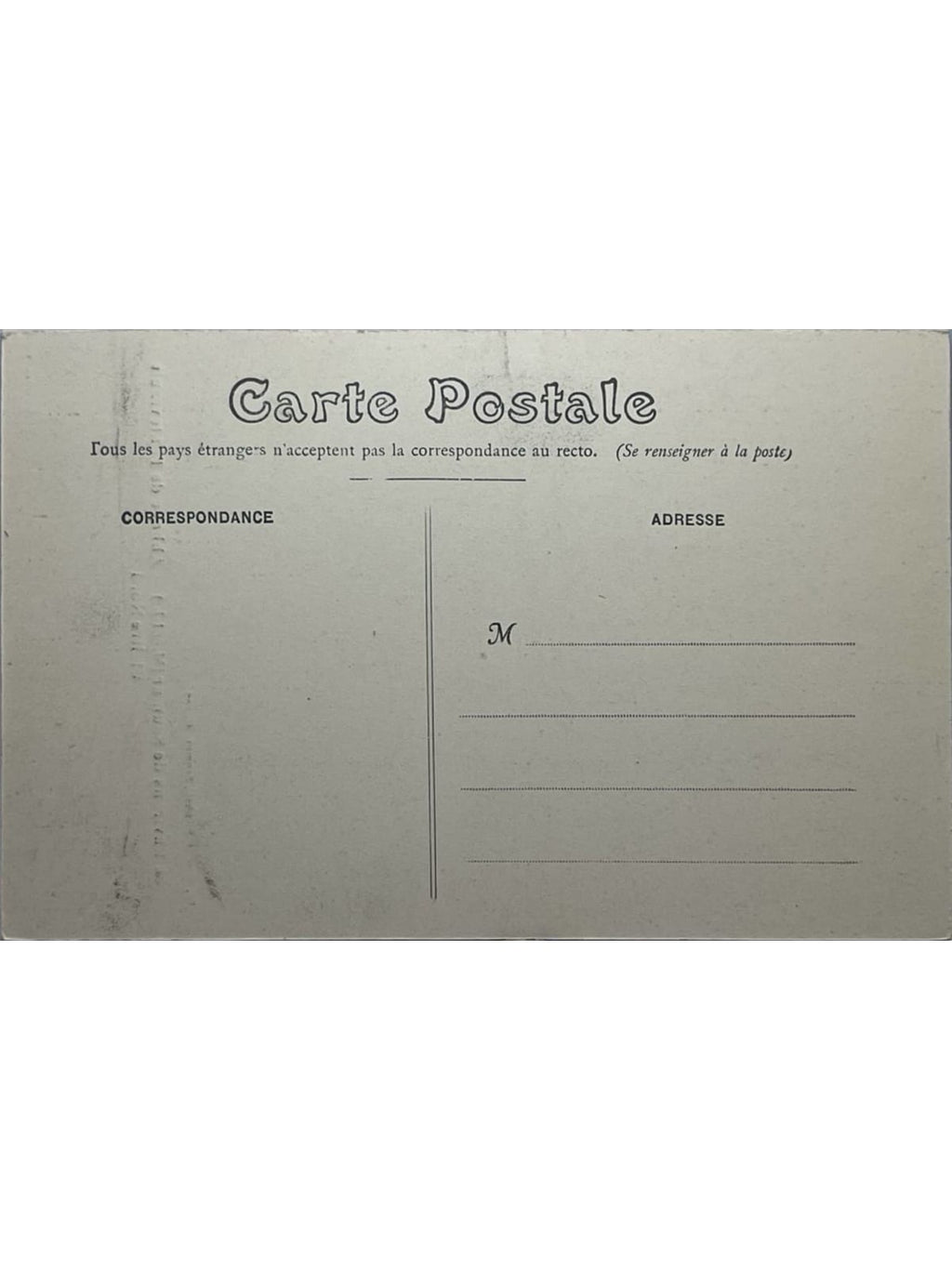 Verso de la carte postale