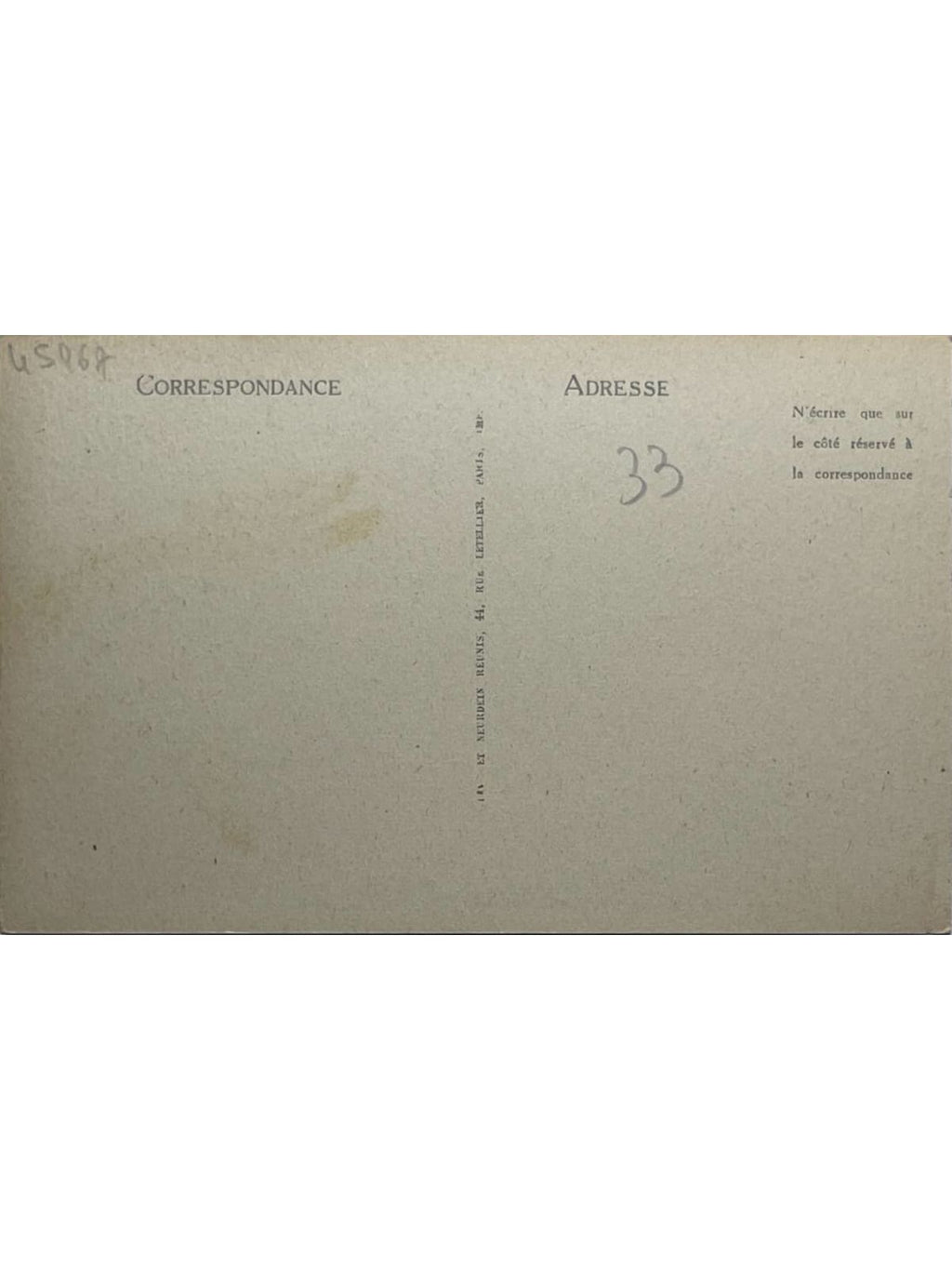 Verso de la carte postale