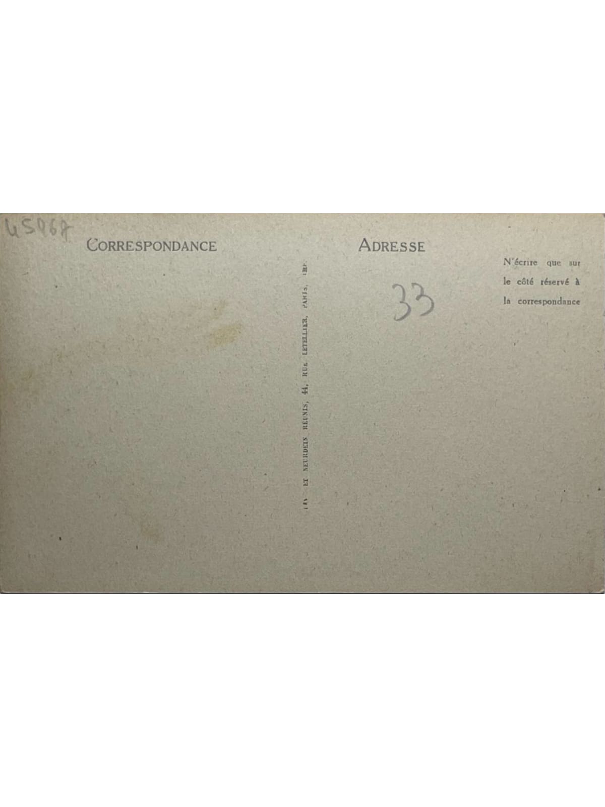 Verso de la carte postale