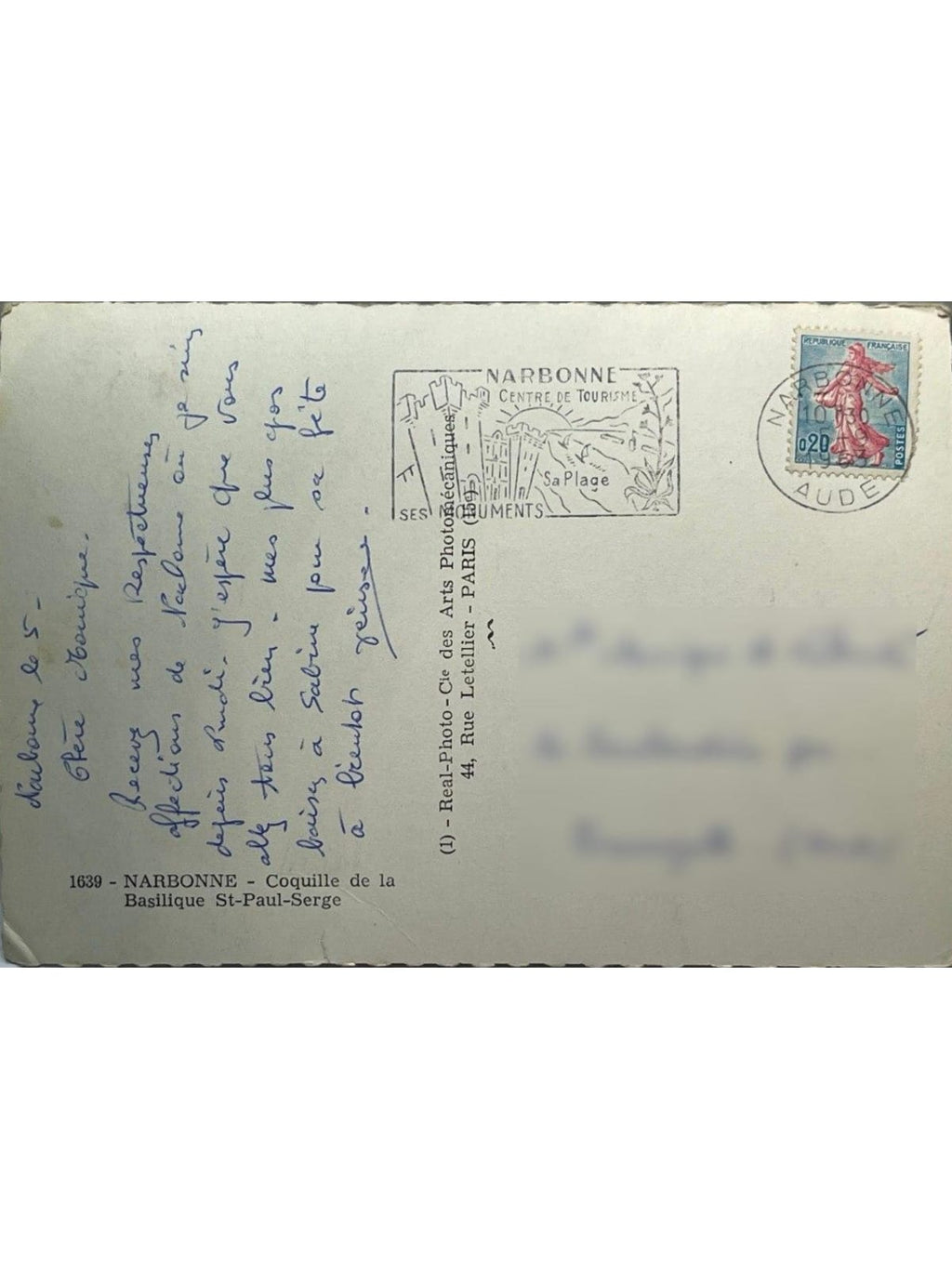 Verso de la carte postale