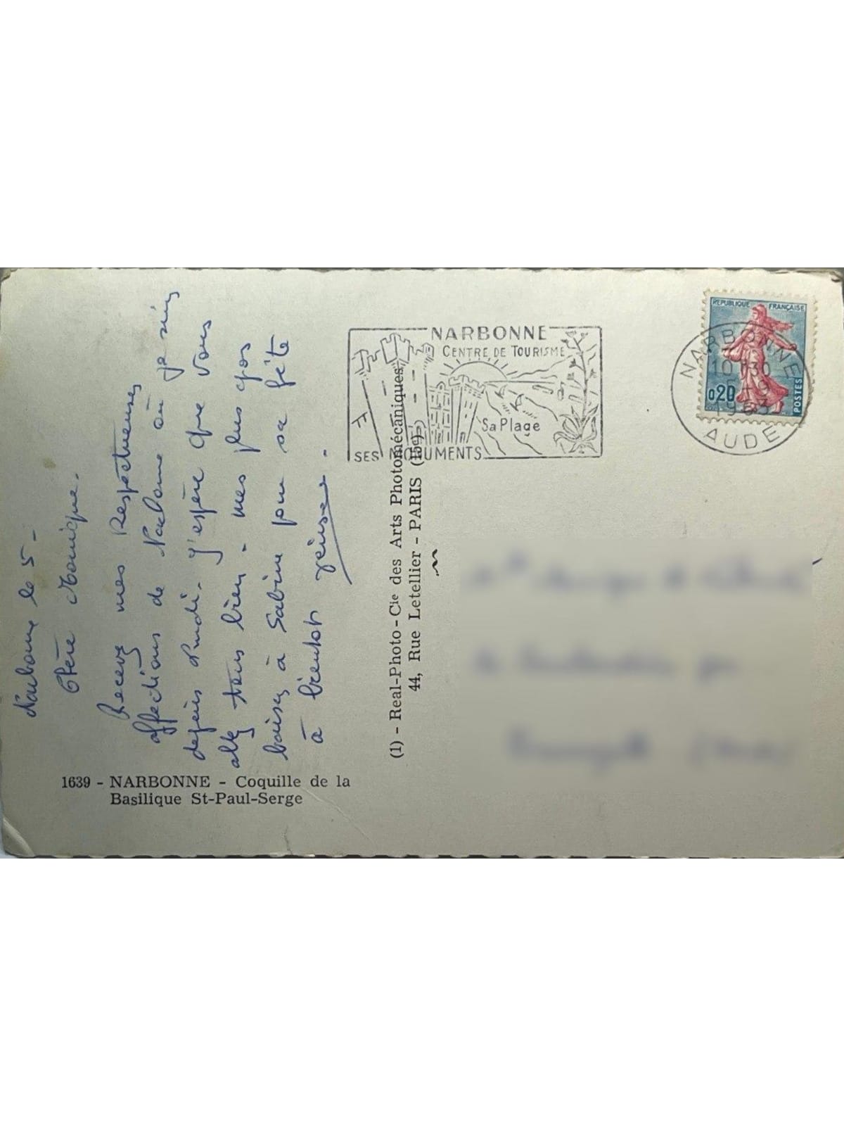 Verso de la carte postale