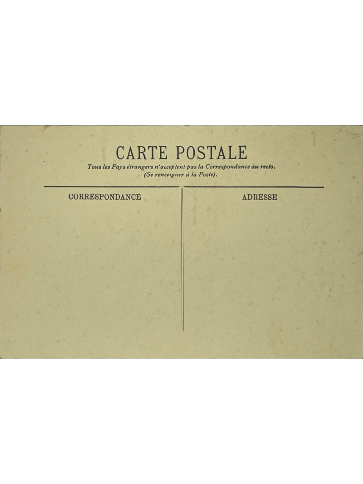Verso de la carte postale