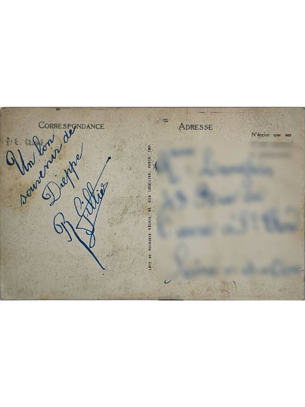 Verso de la carte postale