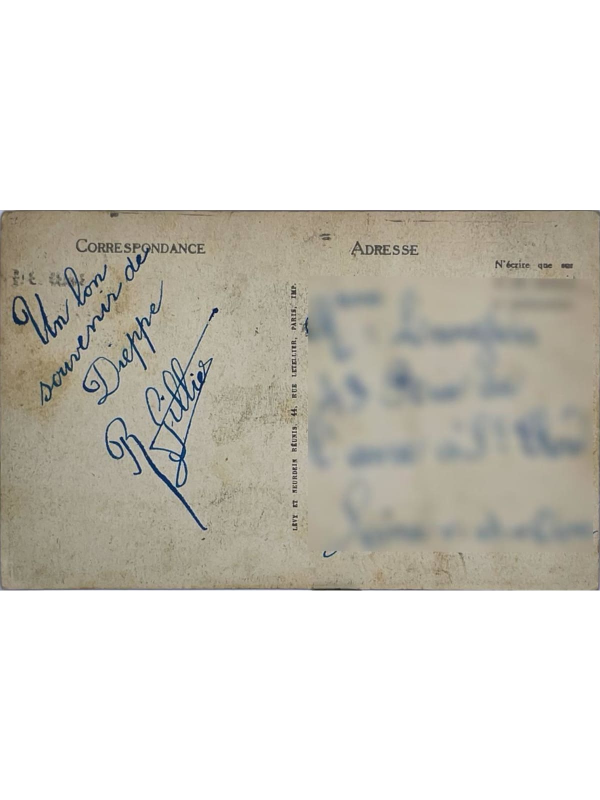Verso de la carte postale