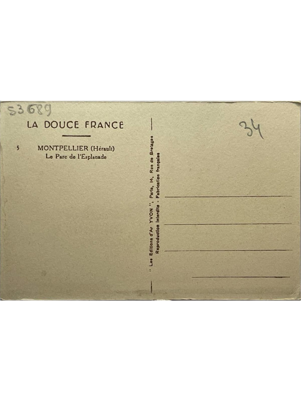 Verso de la carte postale