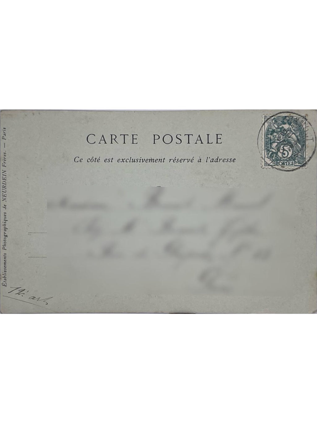 Verso de la carte postale