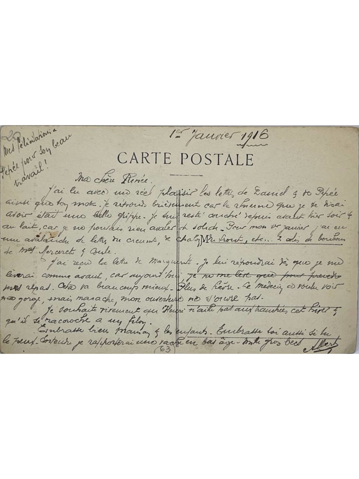 Verso de la carte postale