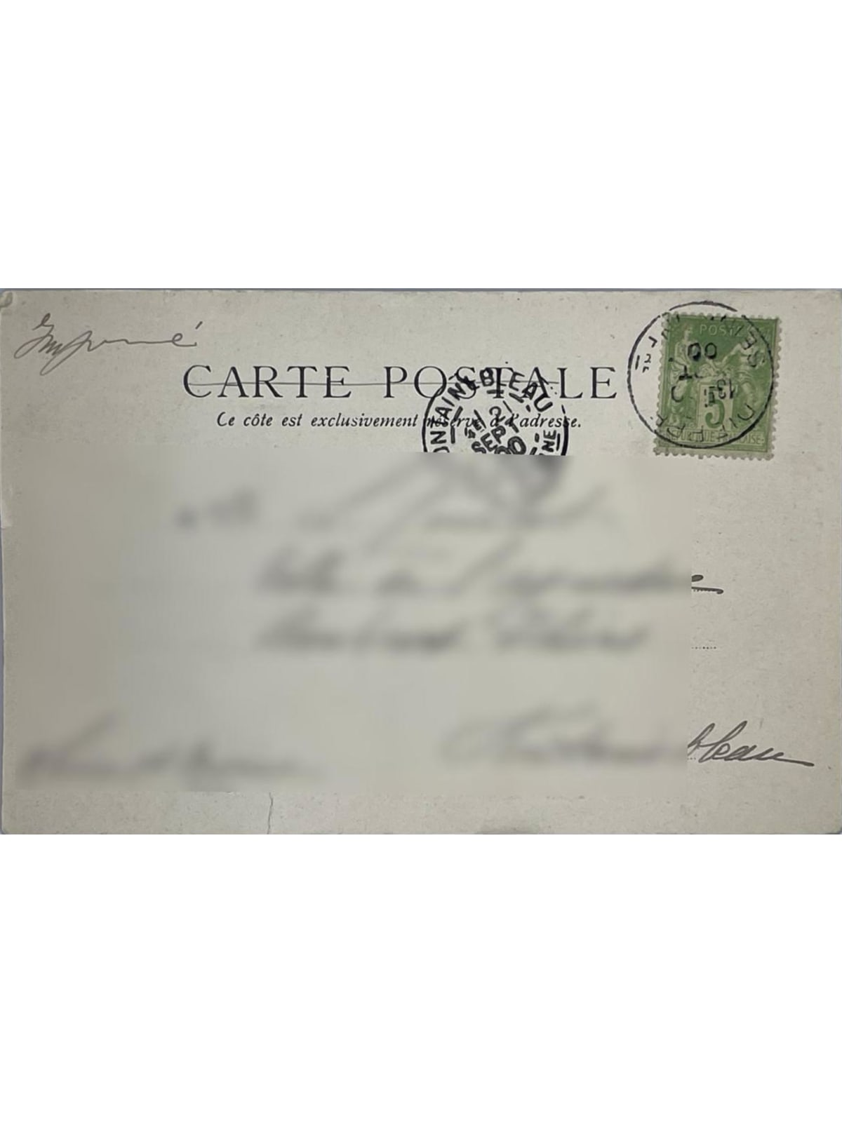 Verso de la carte postale