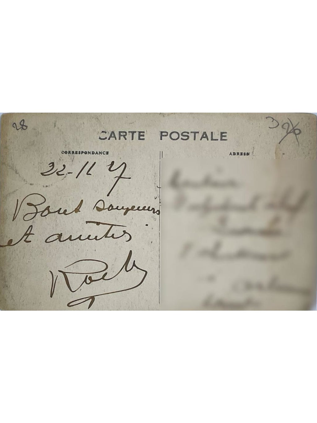 Verso de la carte postale