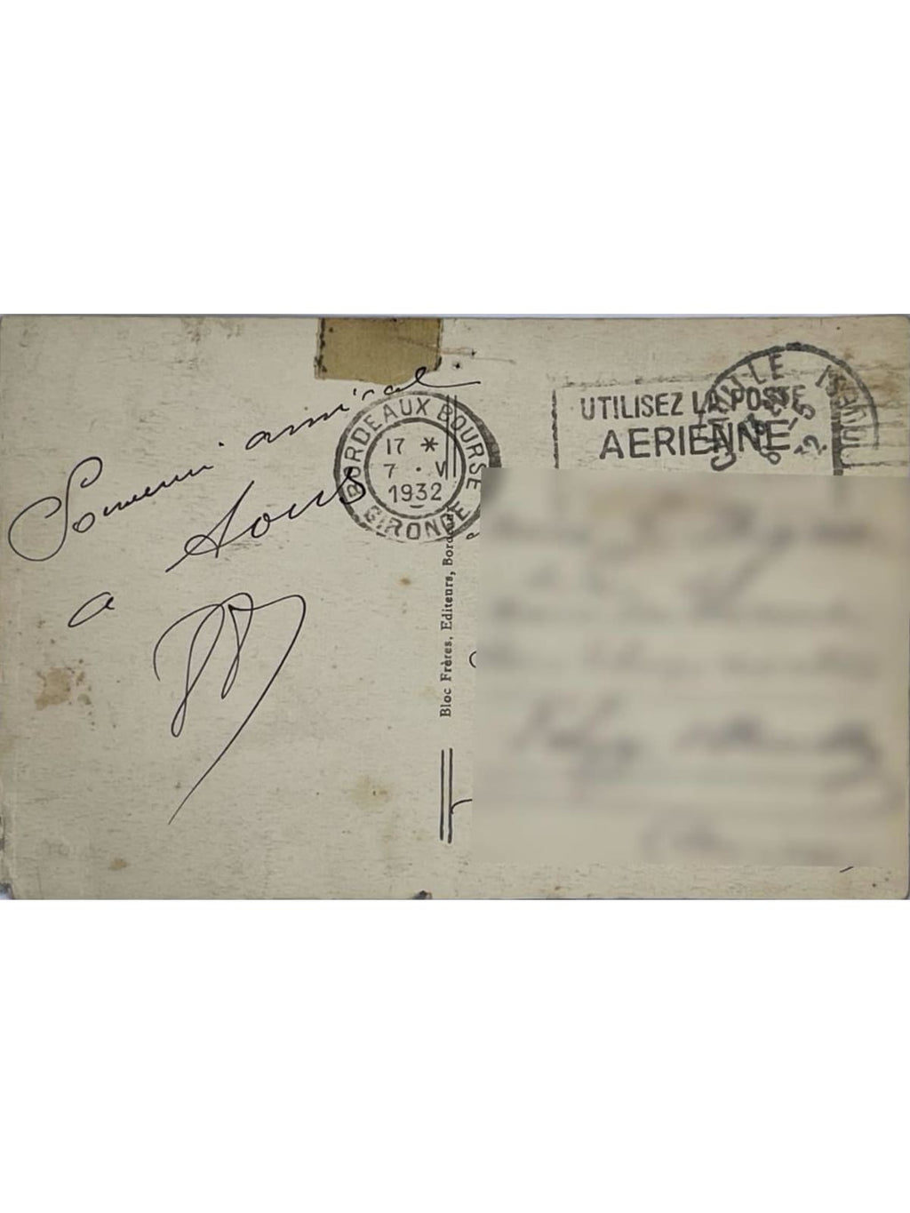 Verso de la carte postale