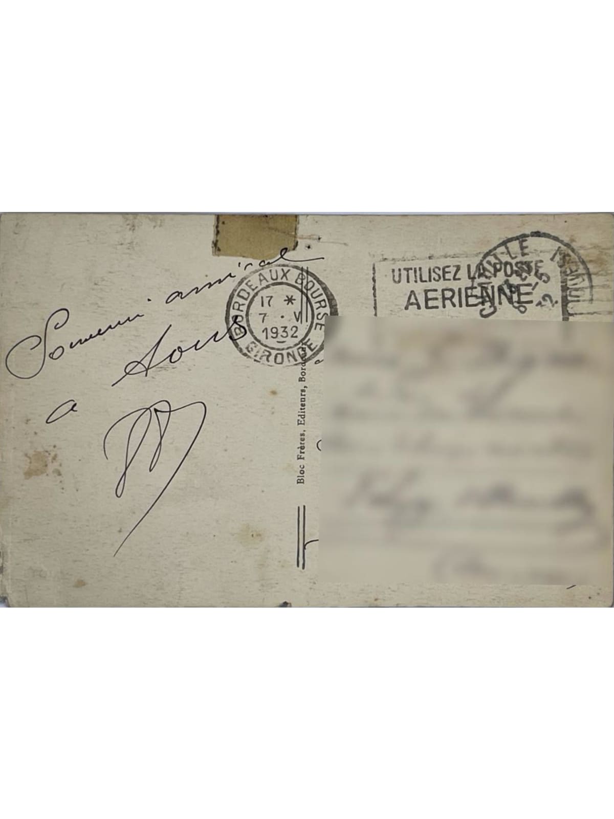 Verso de la carte postale
