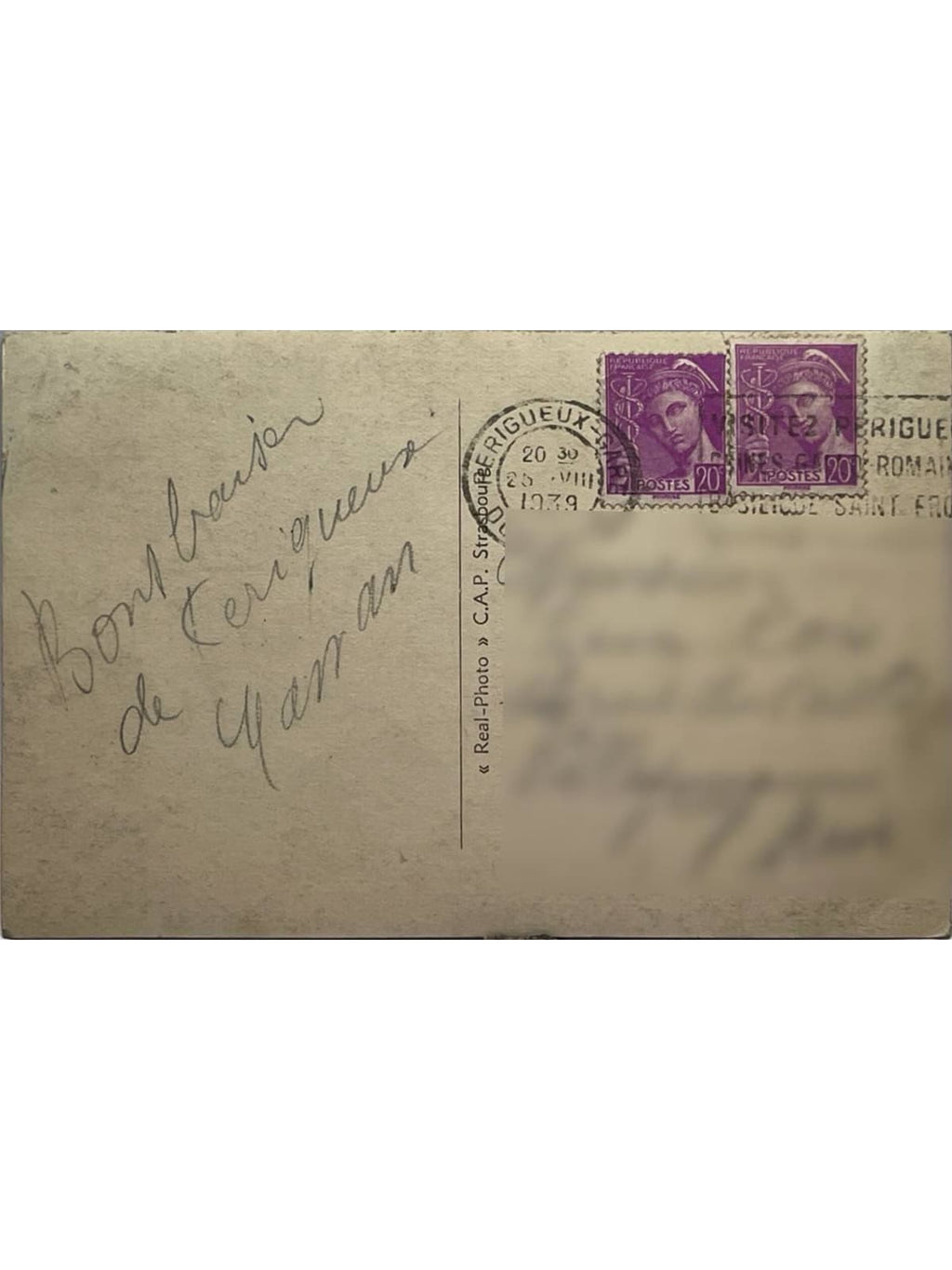 Verso de la carte postale