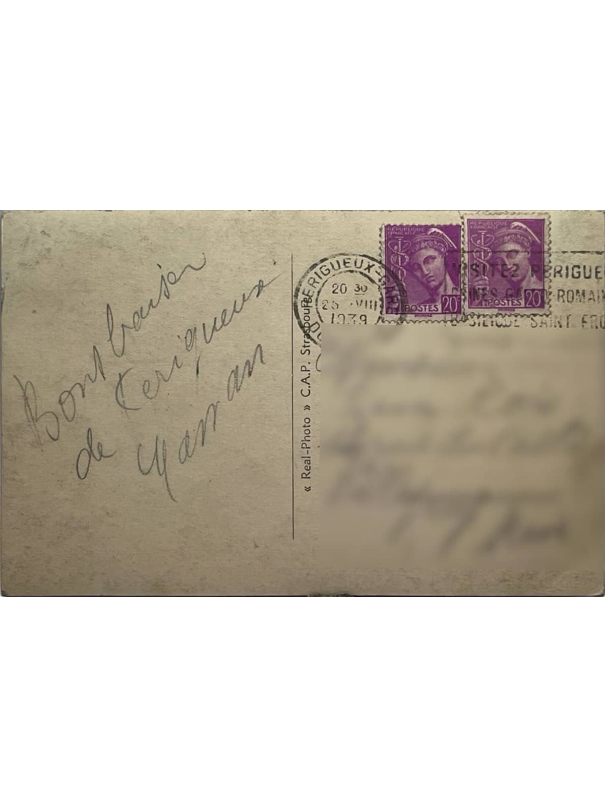 Verso de la carte postale