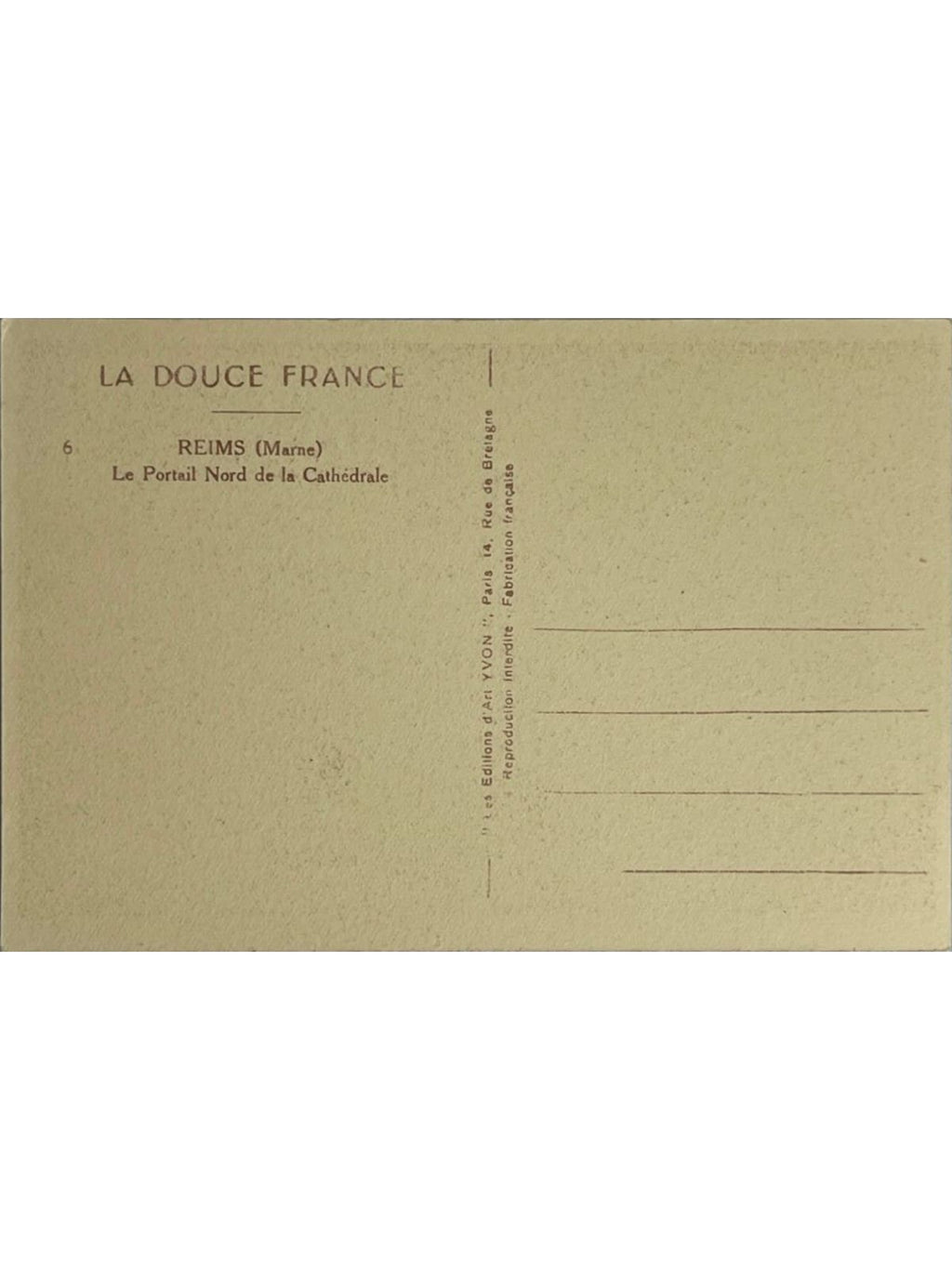 Verso de la carte postale