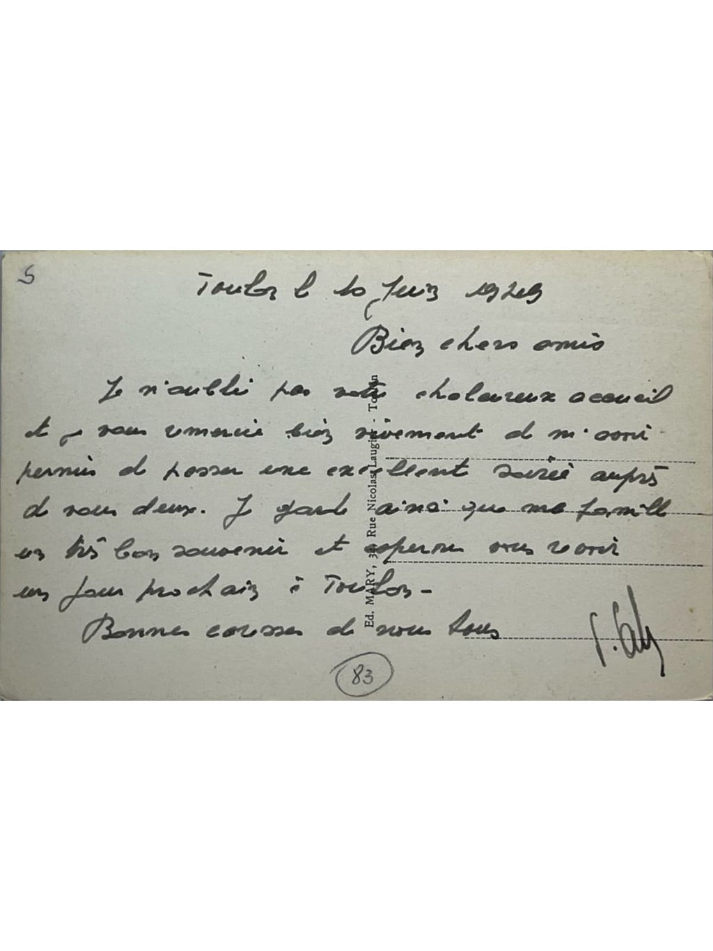 Verso de la carte postale