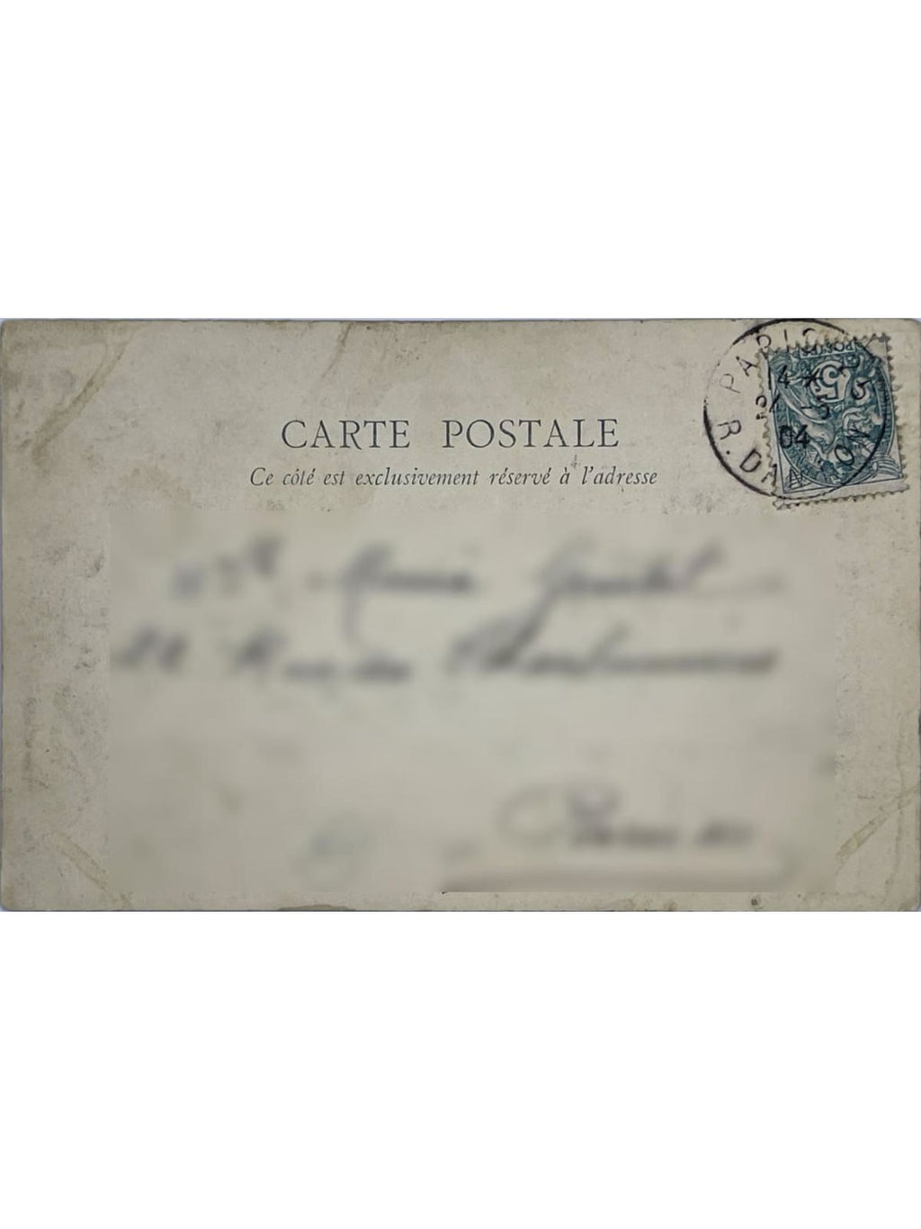 Verso de la carte postale