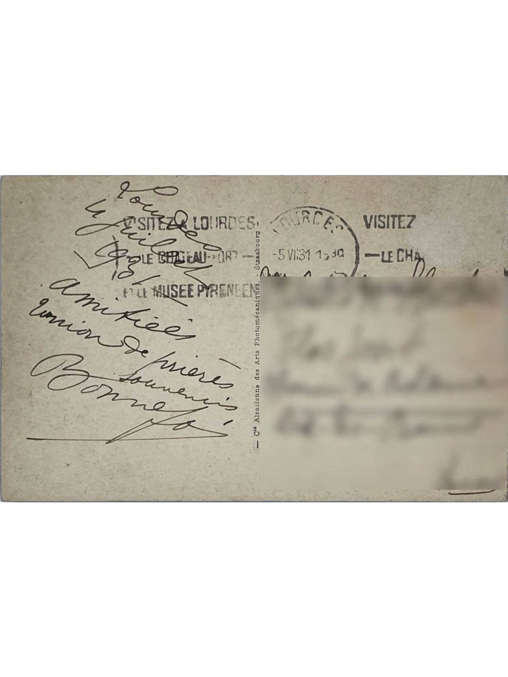 Verso de la carte postale