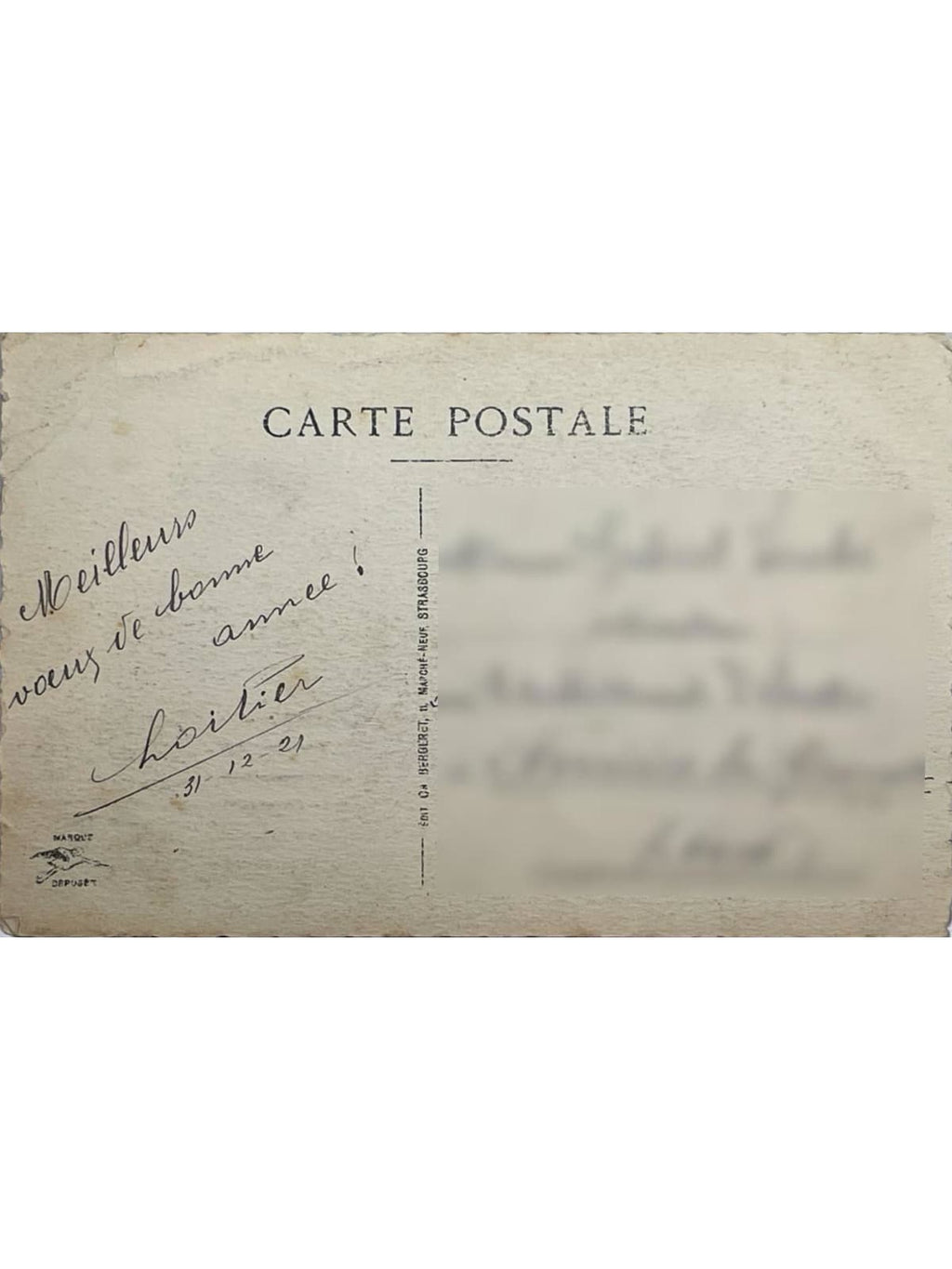 Verso de la carte postale