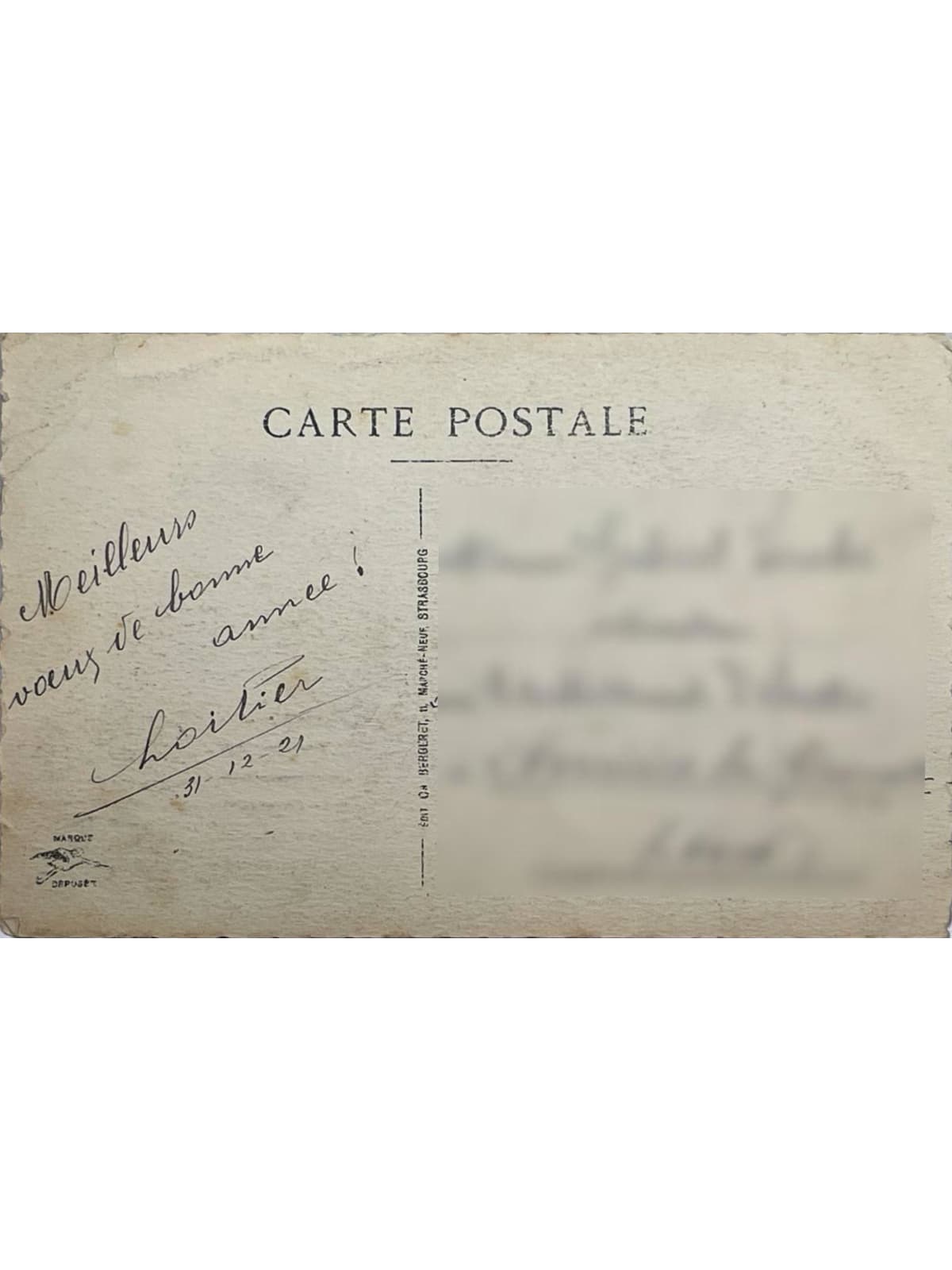 Verso de la carte postale