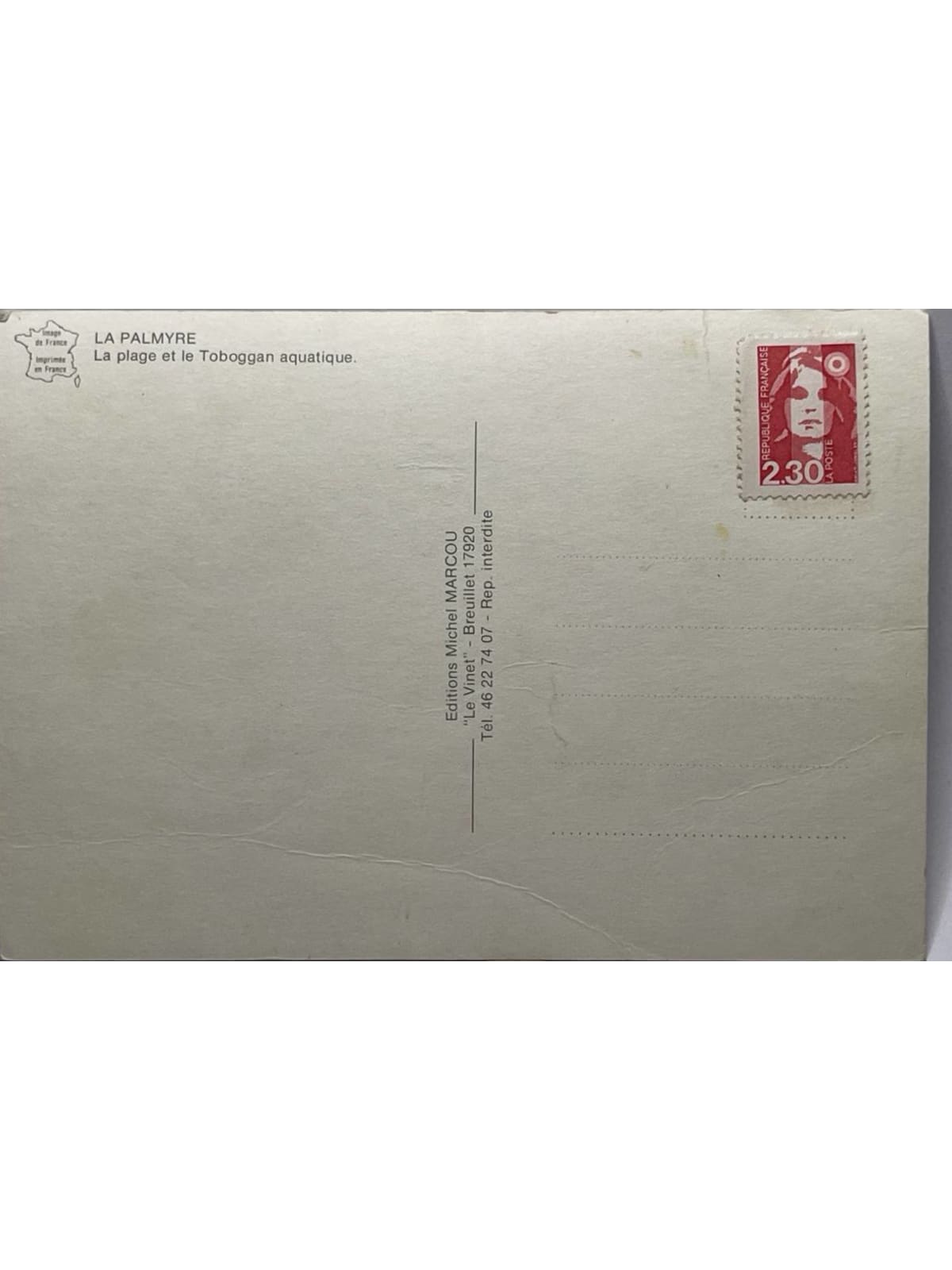 Verso de la carte postale
