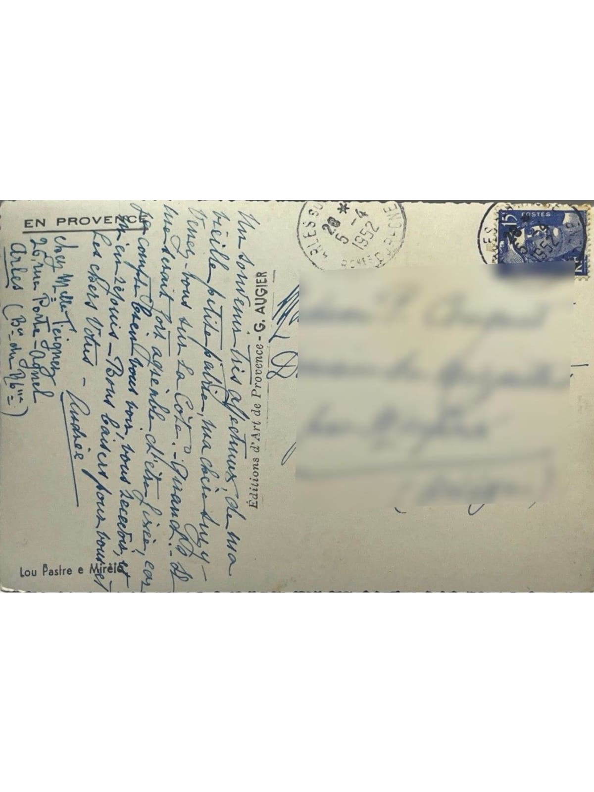 Verso de la carte postale