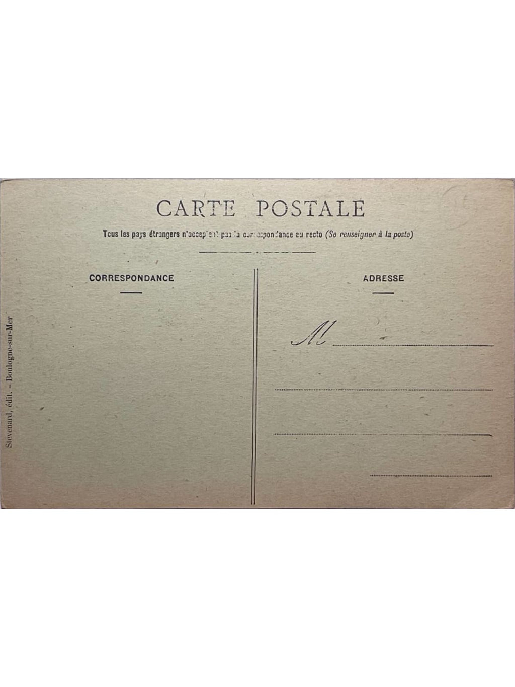 Verso de la carte postale