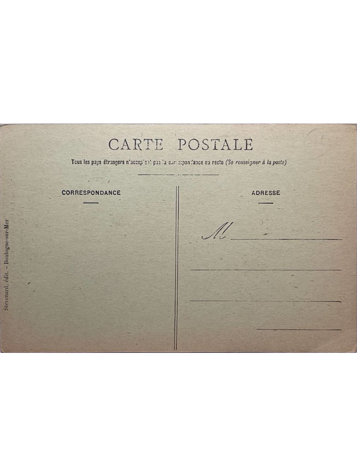 Verso de la carte postale