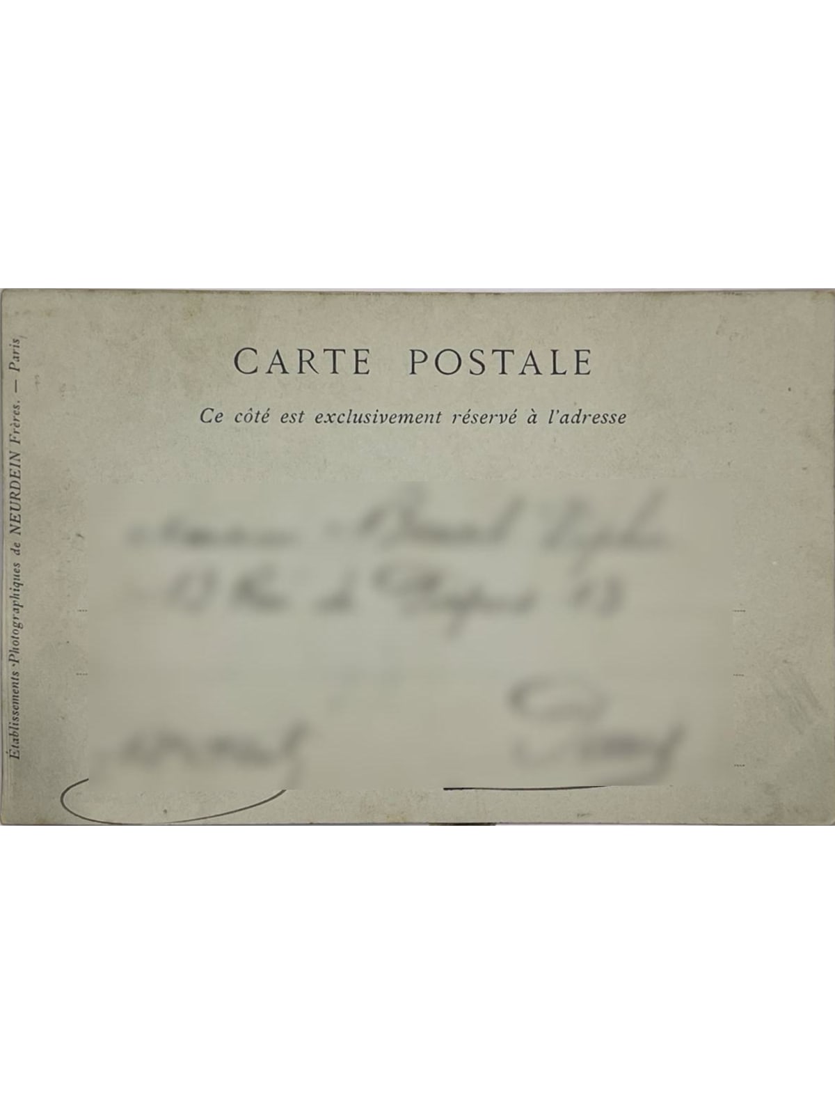 Verso de la carte postale