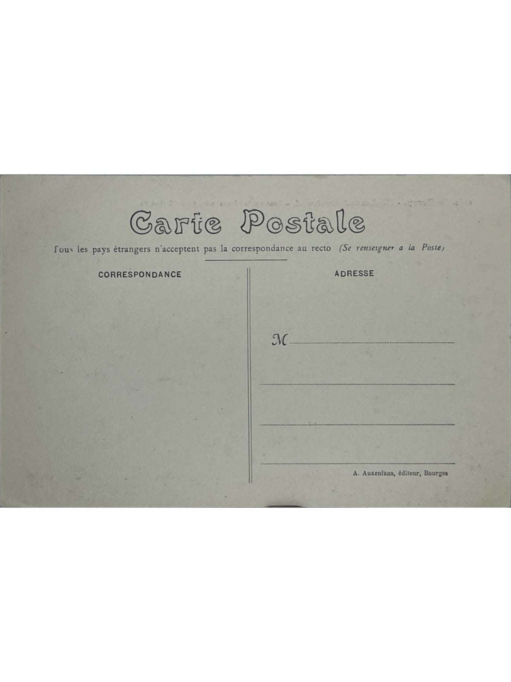 Verso de la carte postale