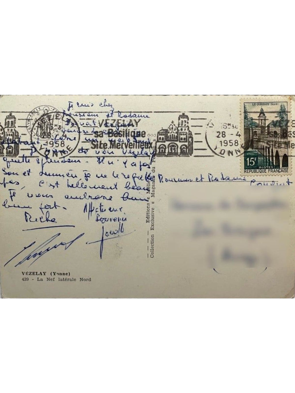 Verso de la carte postale