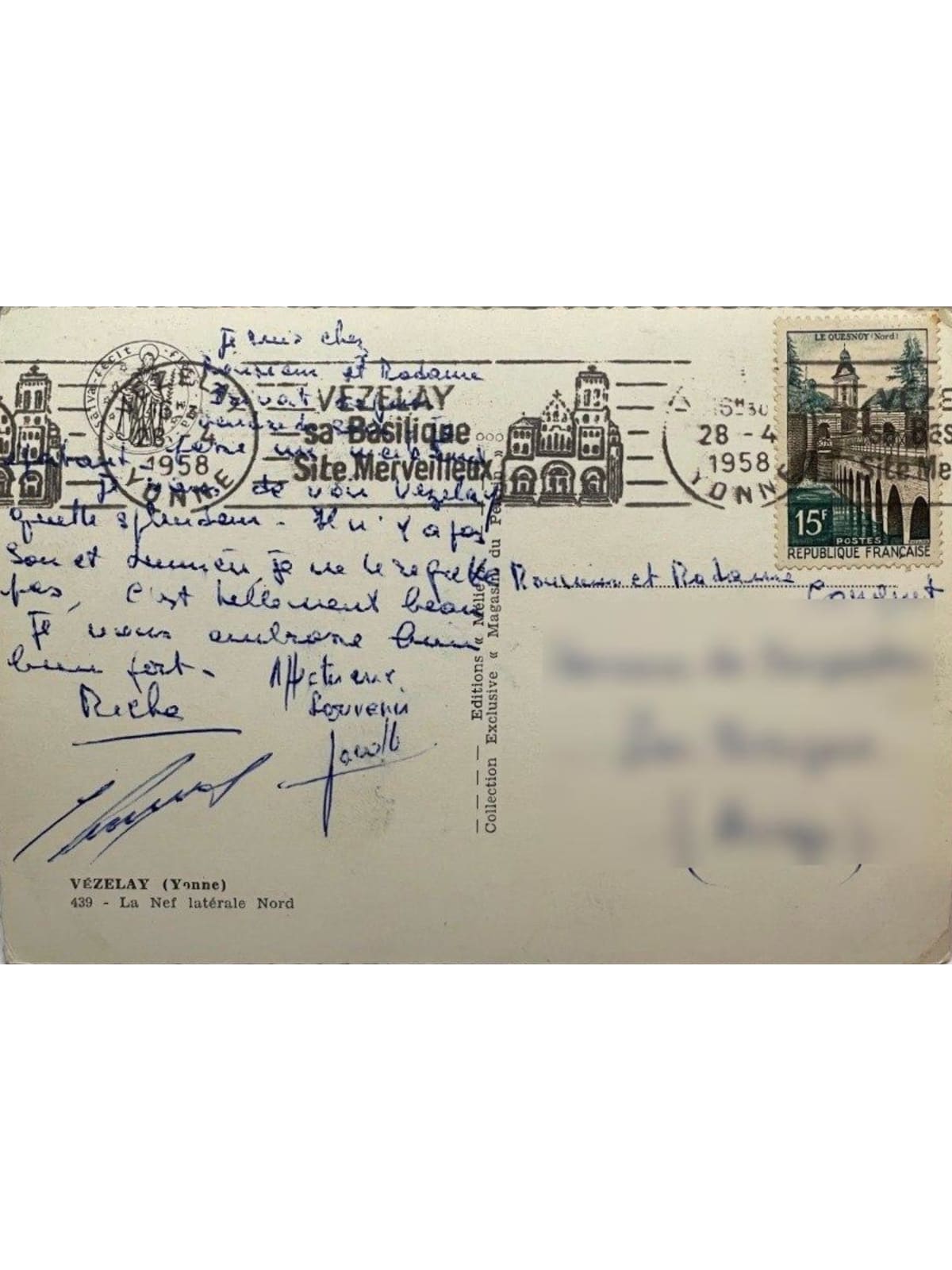 Verso de la carte postale