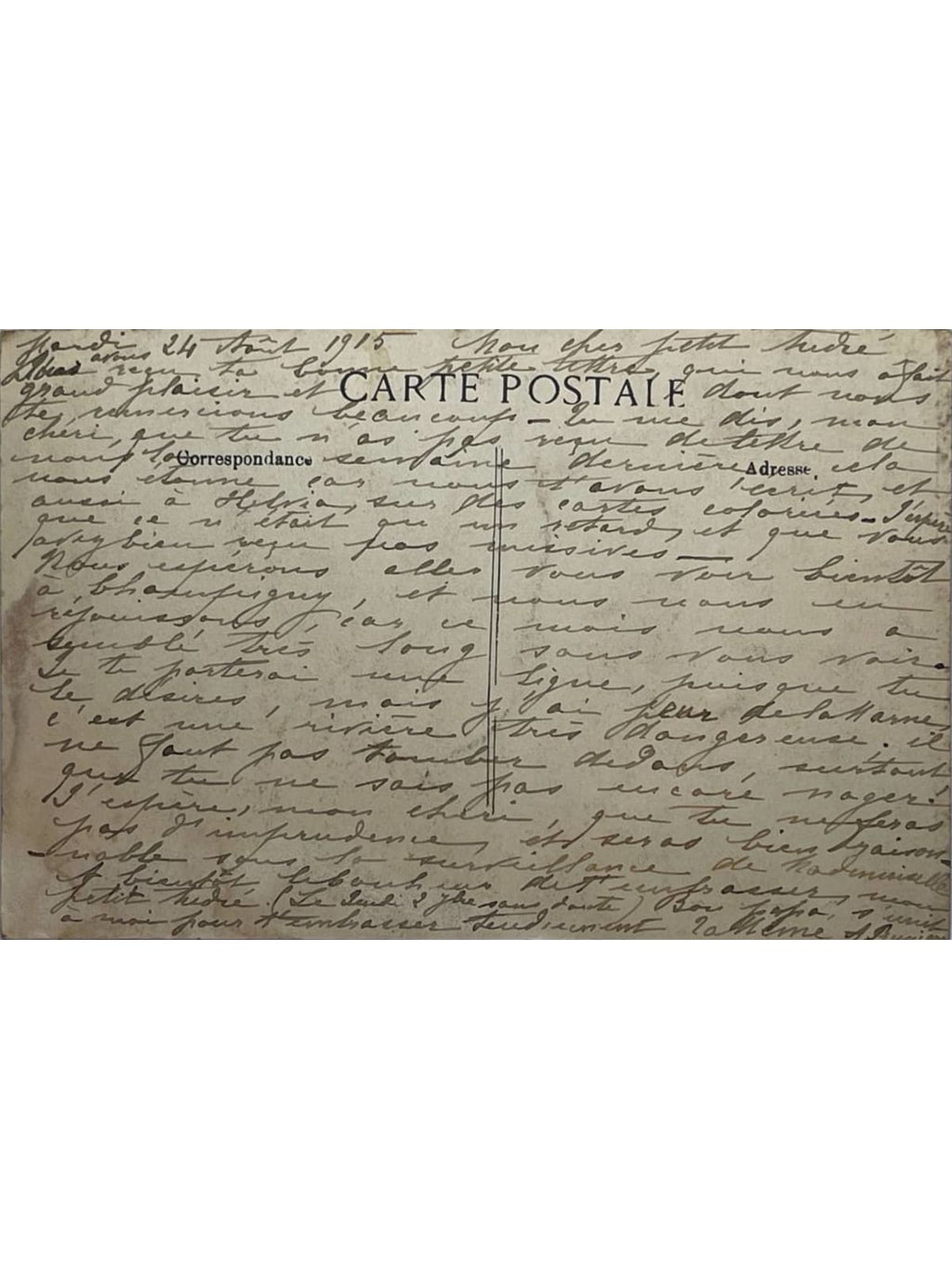 Verso de la carte postale