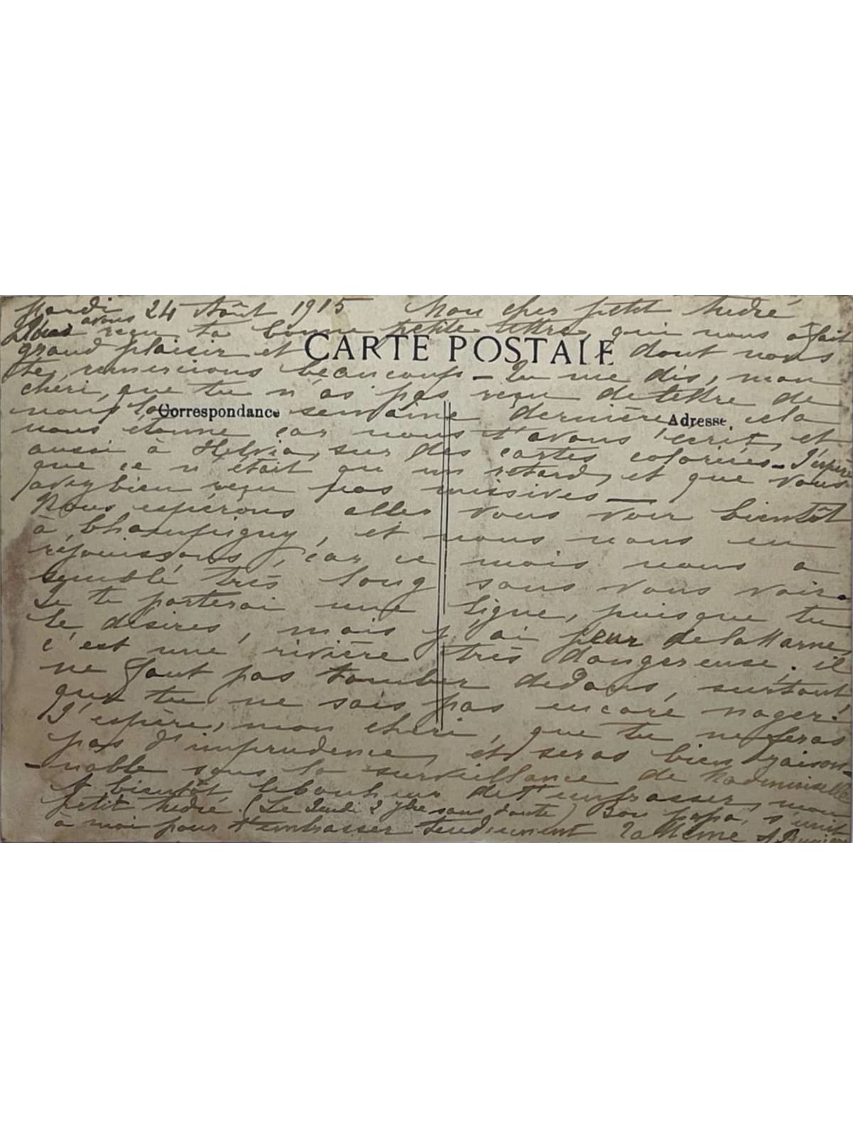 Verso de la carte postale