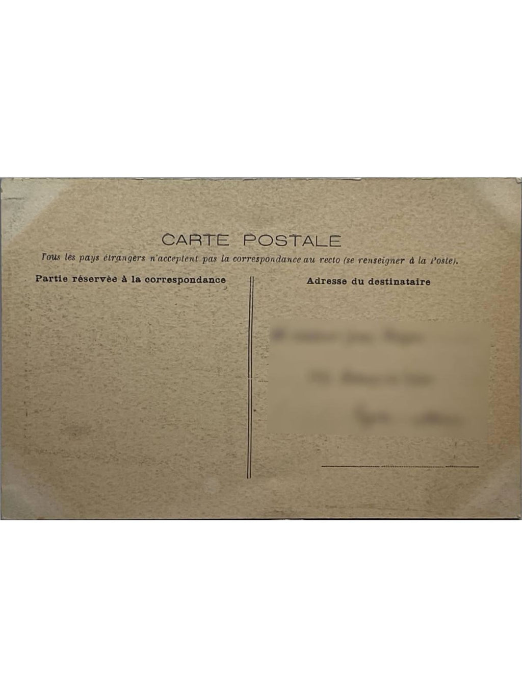 Verso de la carte postale