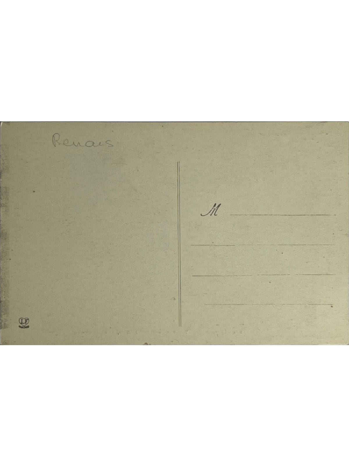 Verso de la carte postale