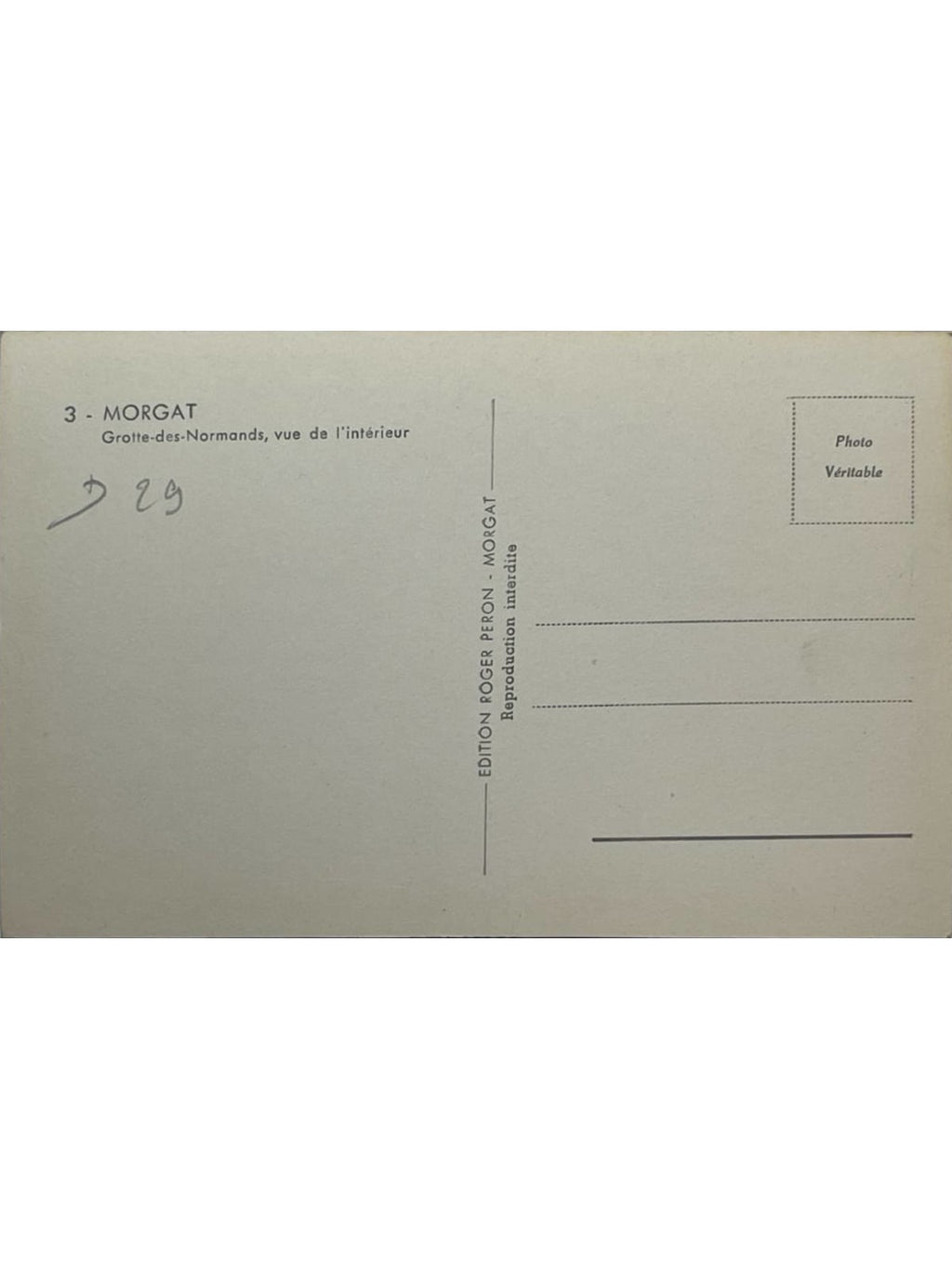 Verso de la carte postale