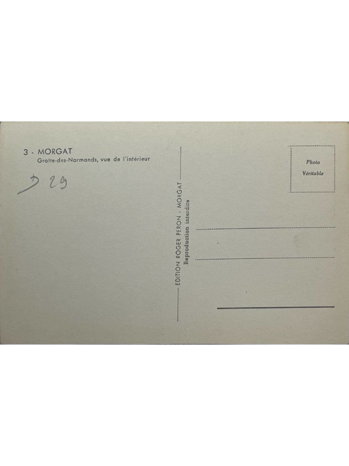 Verso de la carte postale