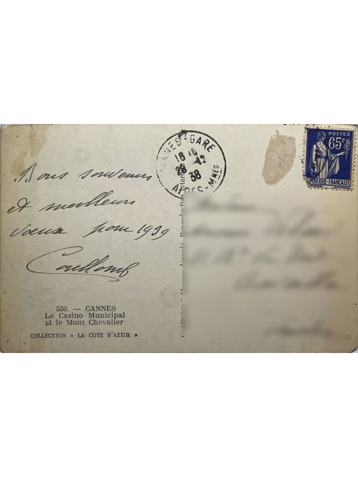 Verso de la carte postale